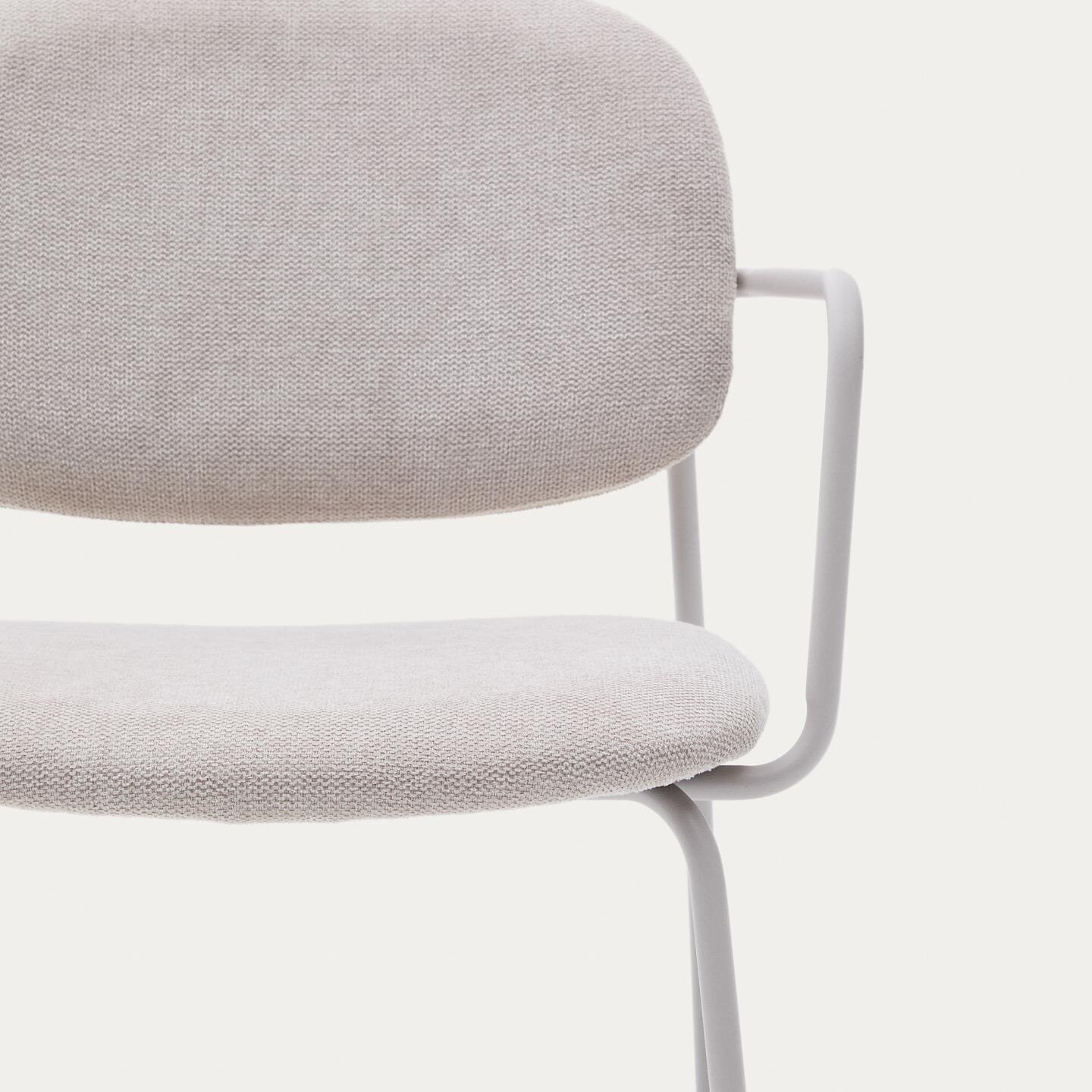 Kave Home Eetkamerstoel 'Meli' Chenille, kleur Beige