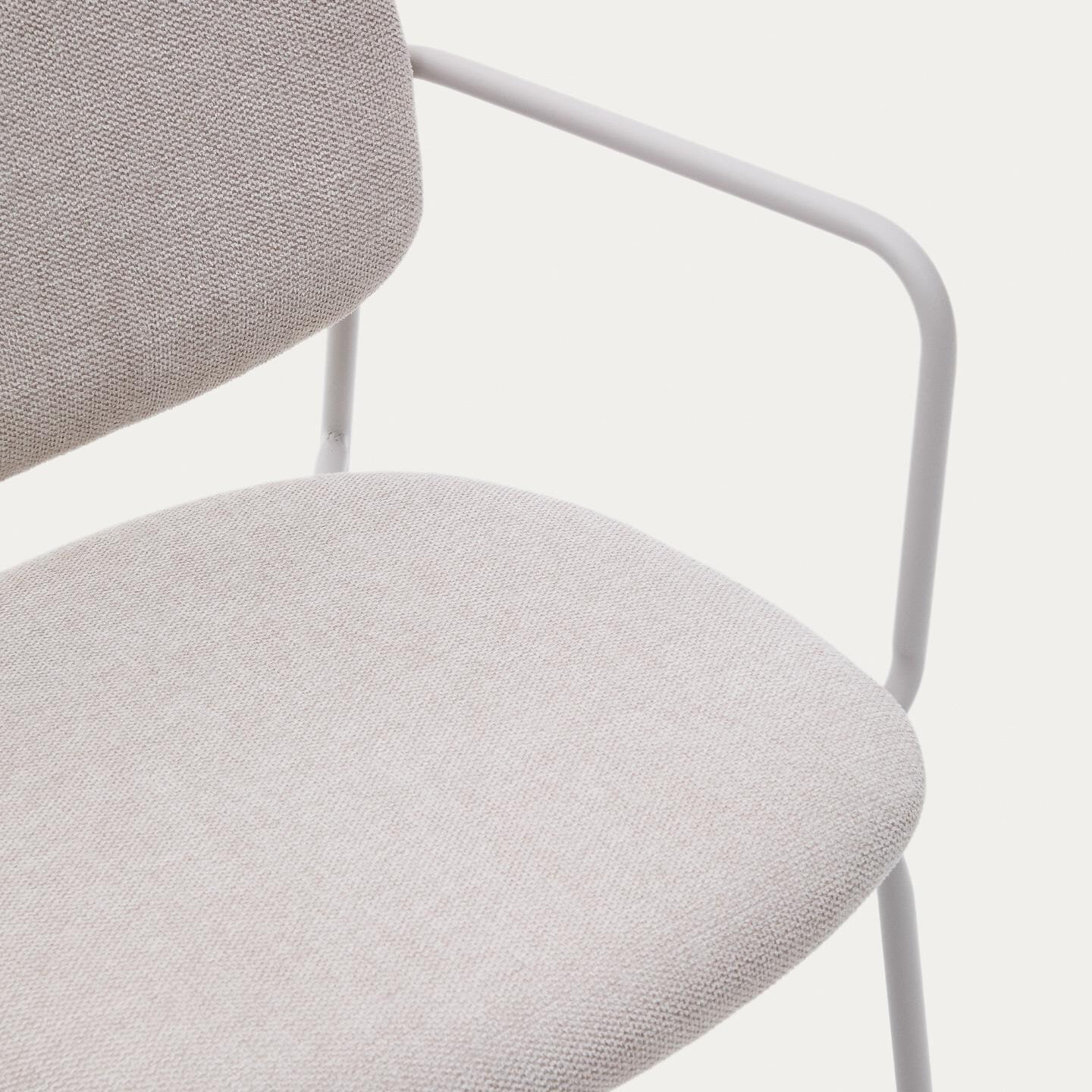 Kave Home Eetkamerstoel 'Meli' Chenille, kleur Beige