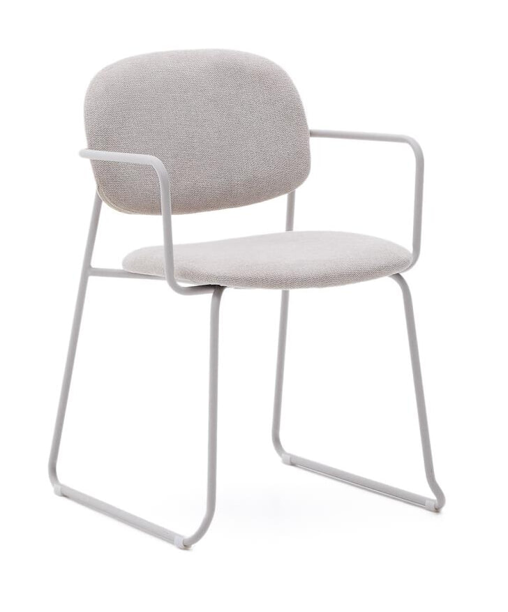 Kave Home Eetkamerstoel 'Meli' Chenille, kleur Beige