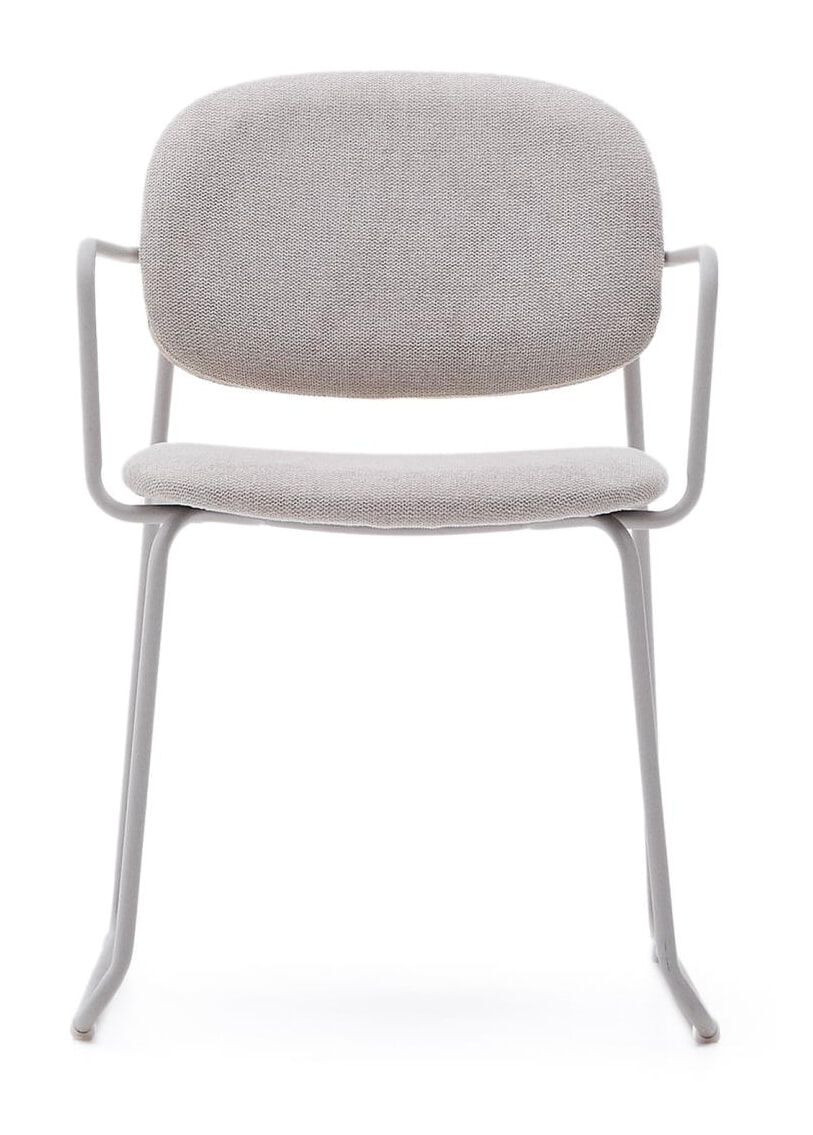 Kave Home Eetkamerstoel 'Meli' Chenille, kleur Beige