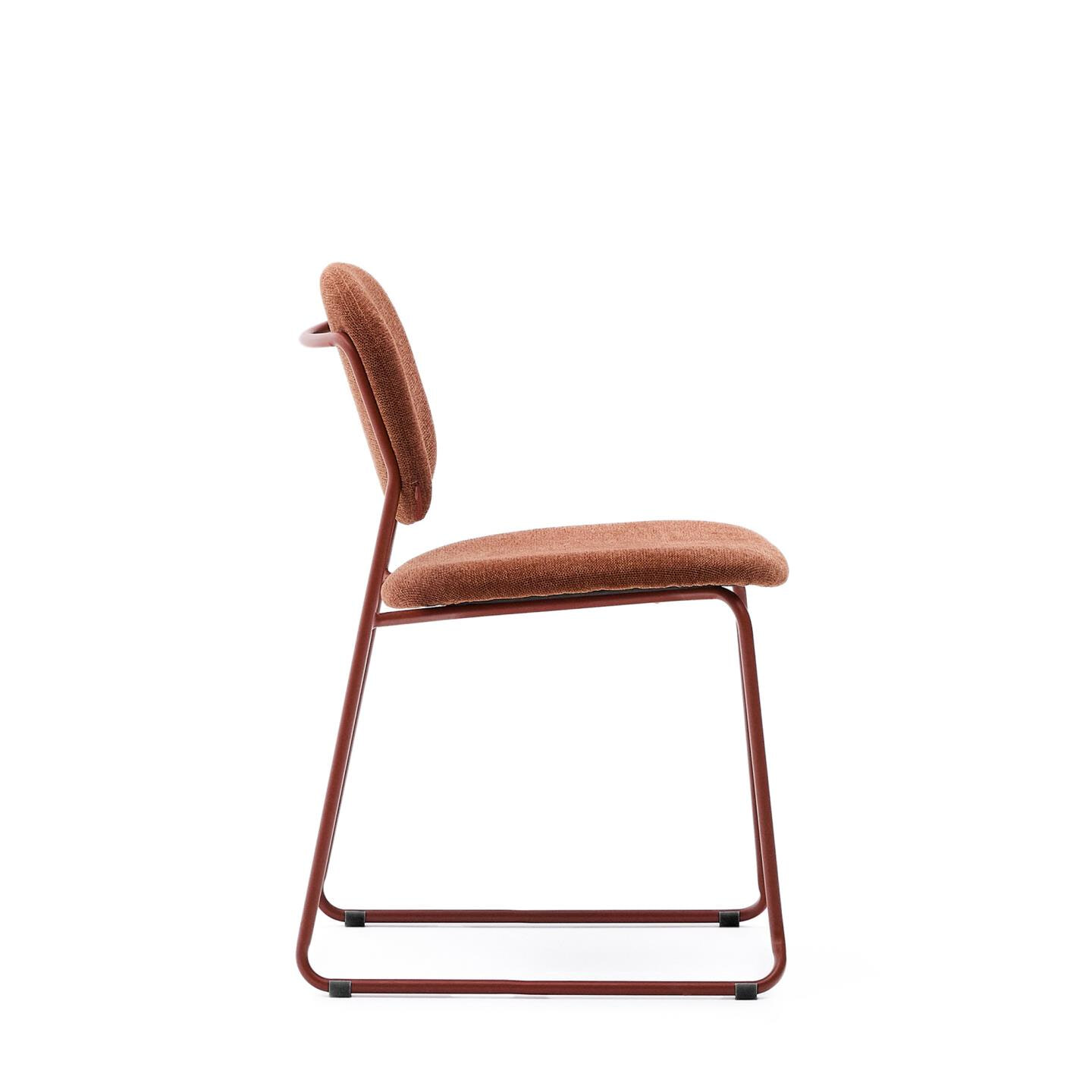 Kave Home Eetkamerstoel 'Meli' Chenille, kleur Terracotta