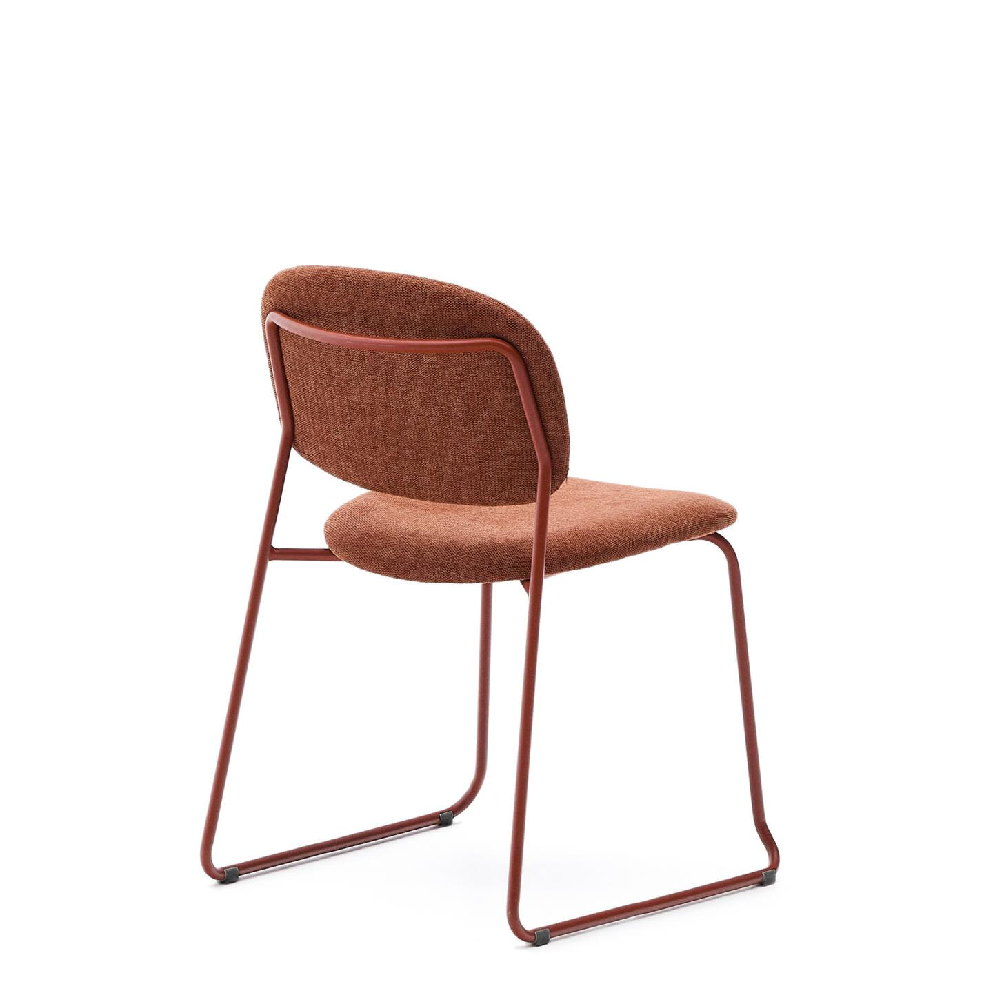 Kave Home Eetkamerstoel 'Meli' Chenille, kleur Terracotta