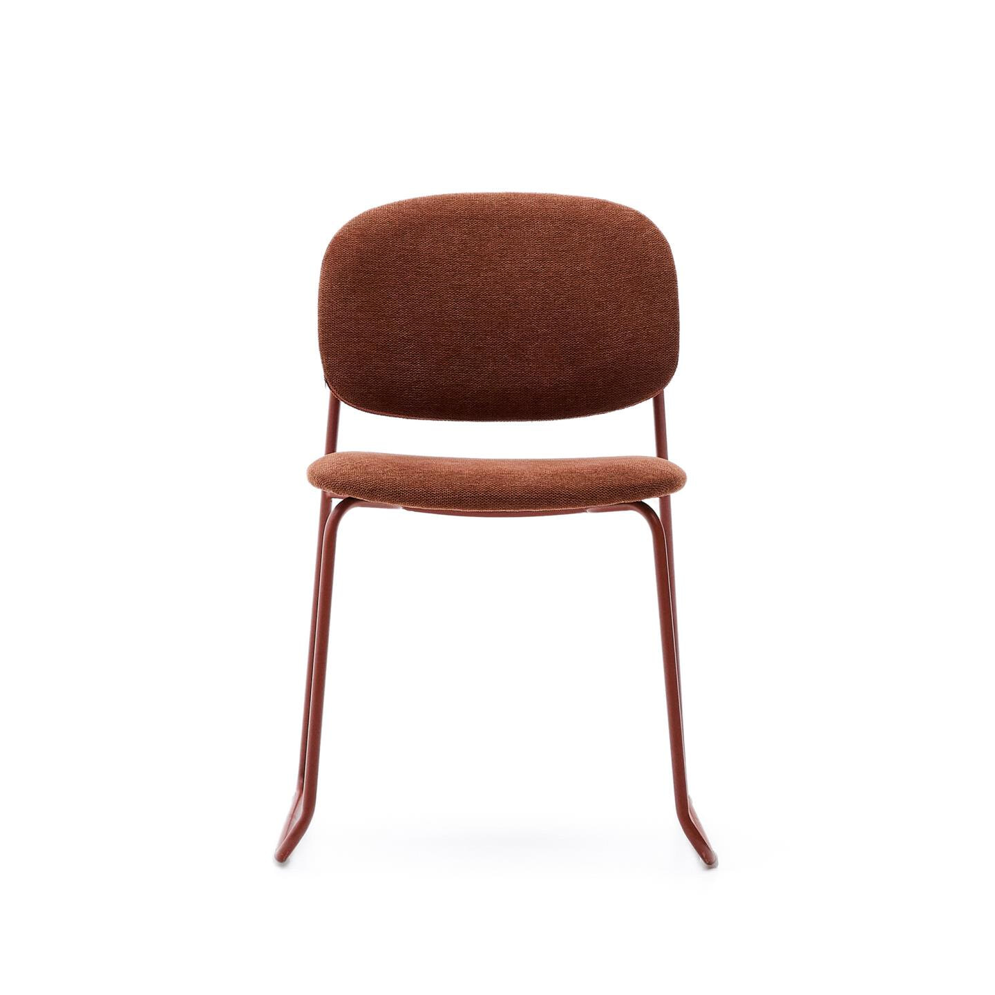 Kave Home Eetkamerstoel 'Meli' Chenille, kleur Terracotta