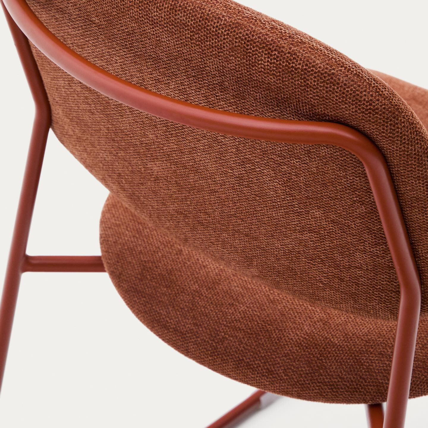 Kave Home Eetkamerstoel 'Meli' Chenille, kleur Terracotta
