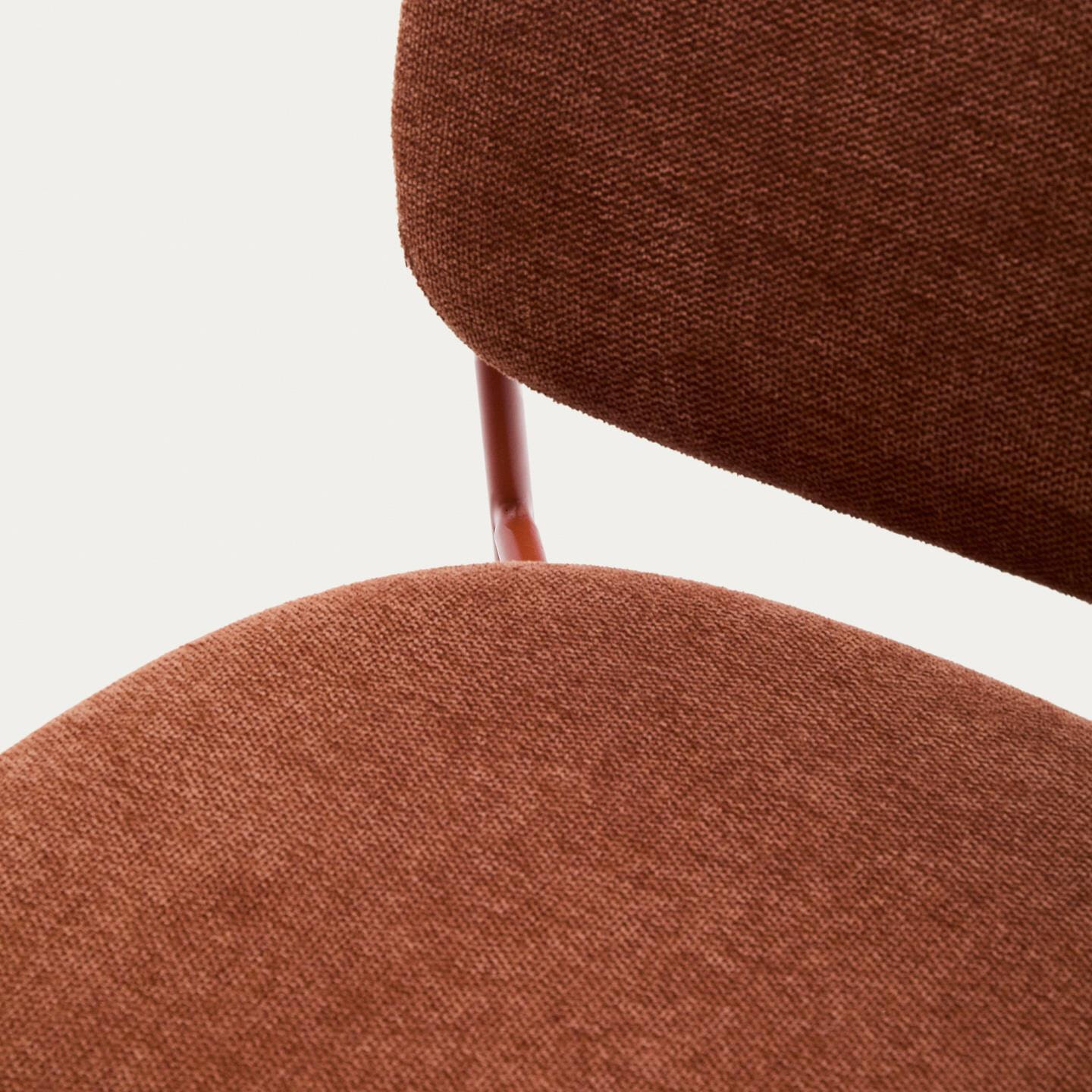 Kave Home Eetkamerstoel 'Meli' Chenille, kleur Terracotta