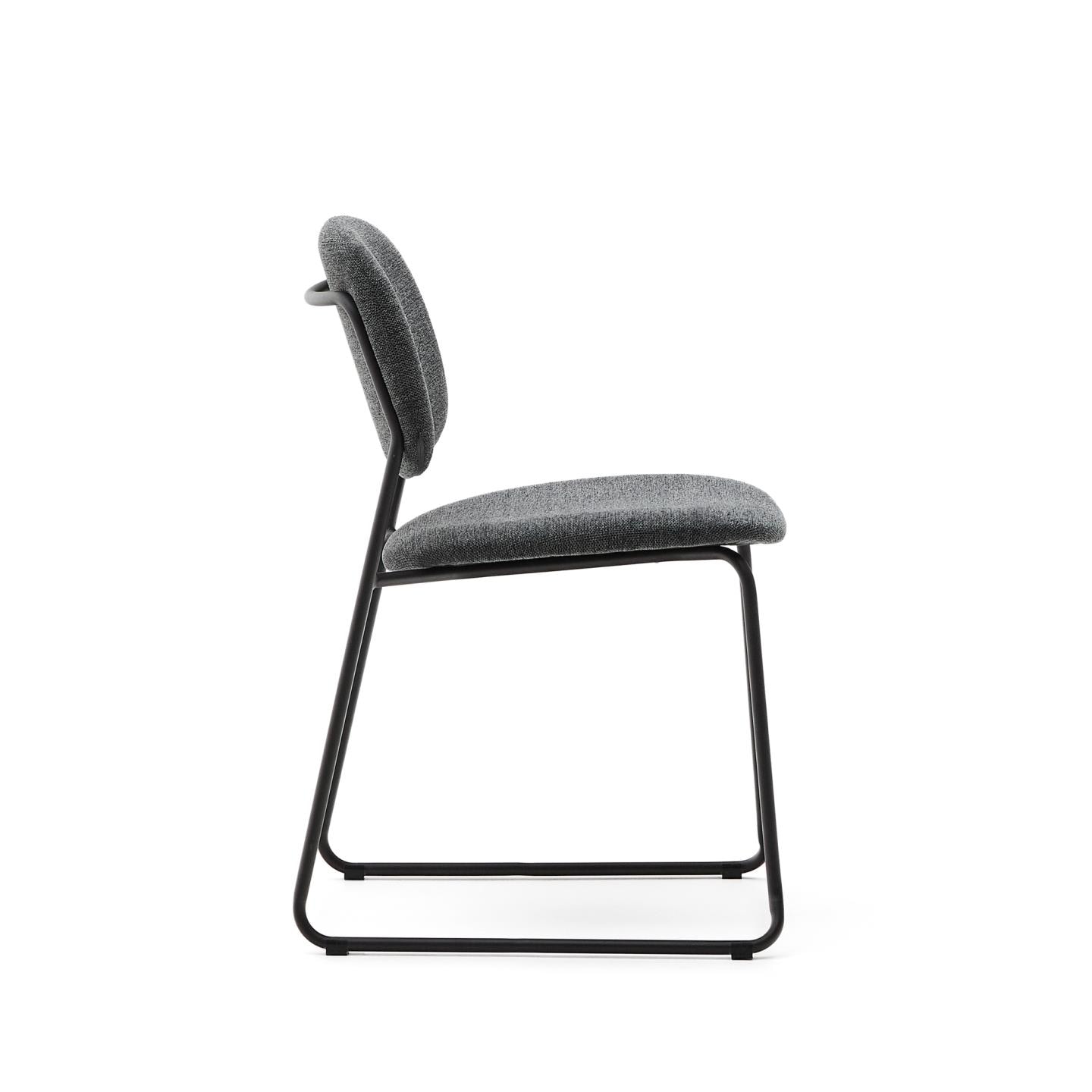 Kave Home Eetkamerstoel 'Meli' Chenille, kleur Donkergrijs