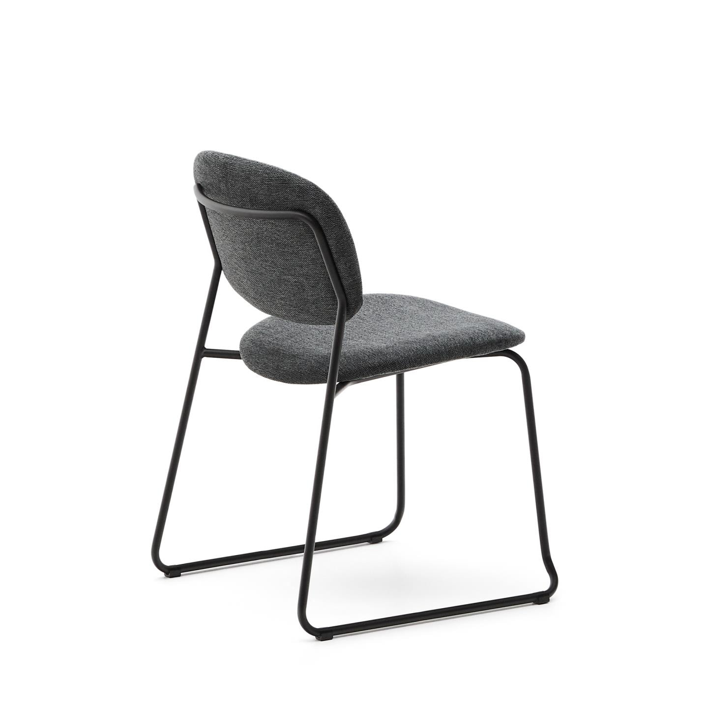 Kave Home Eetkamerstoel 'Meli' Chenille, kleur Donkergrijs