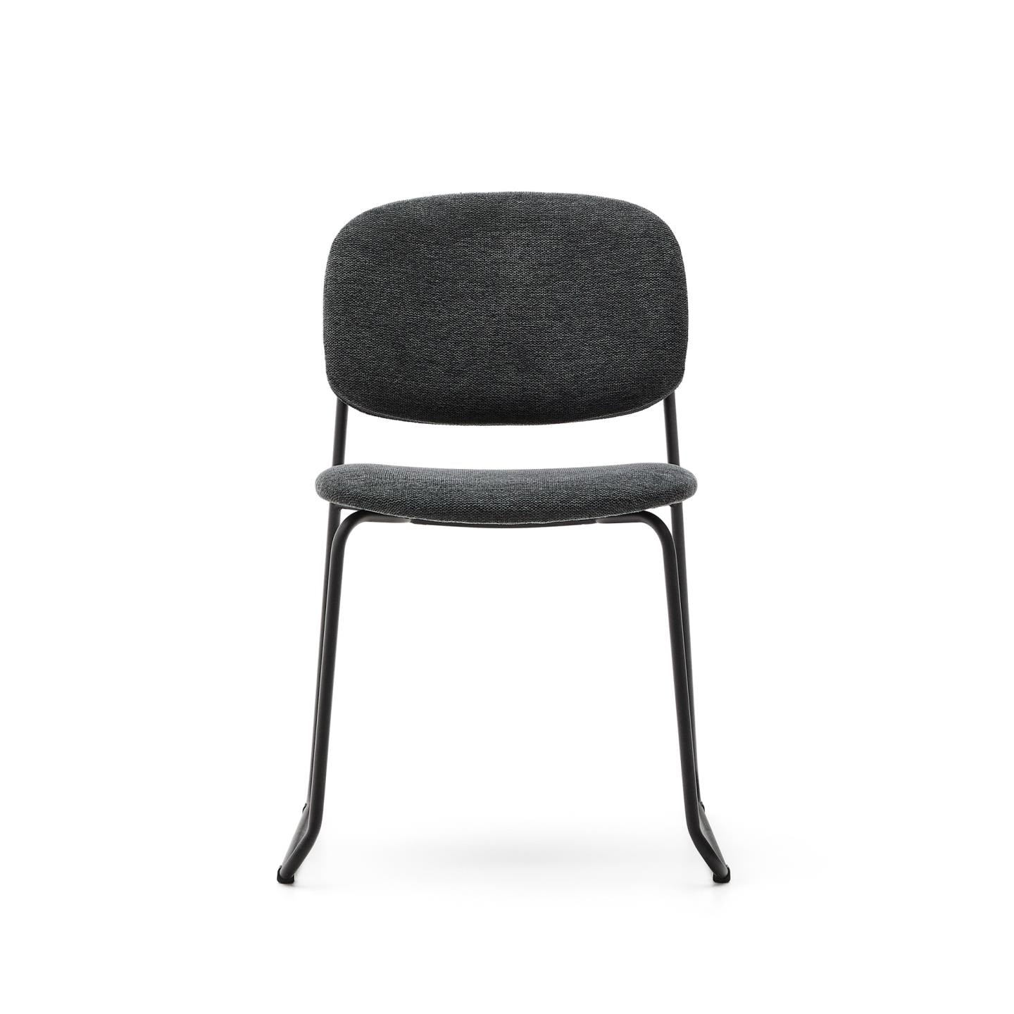 Kave Home Eetkamerstoel 'Meli' Chenille, kleur Donkergrijs