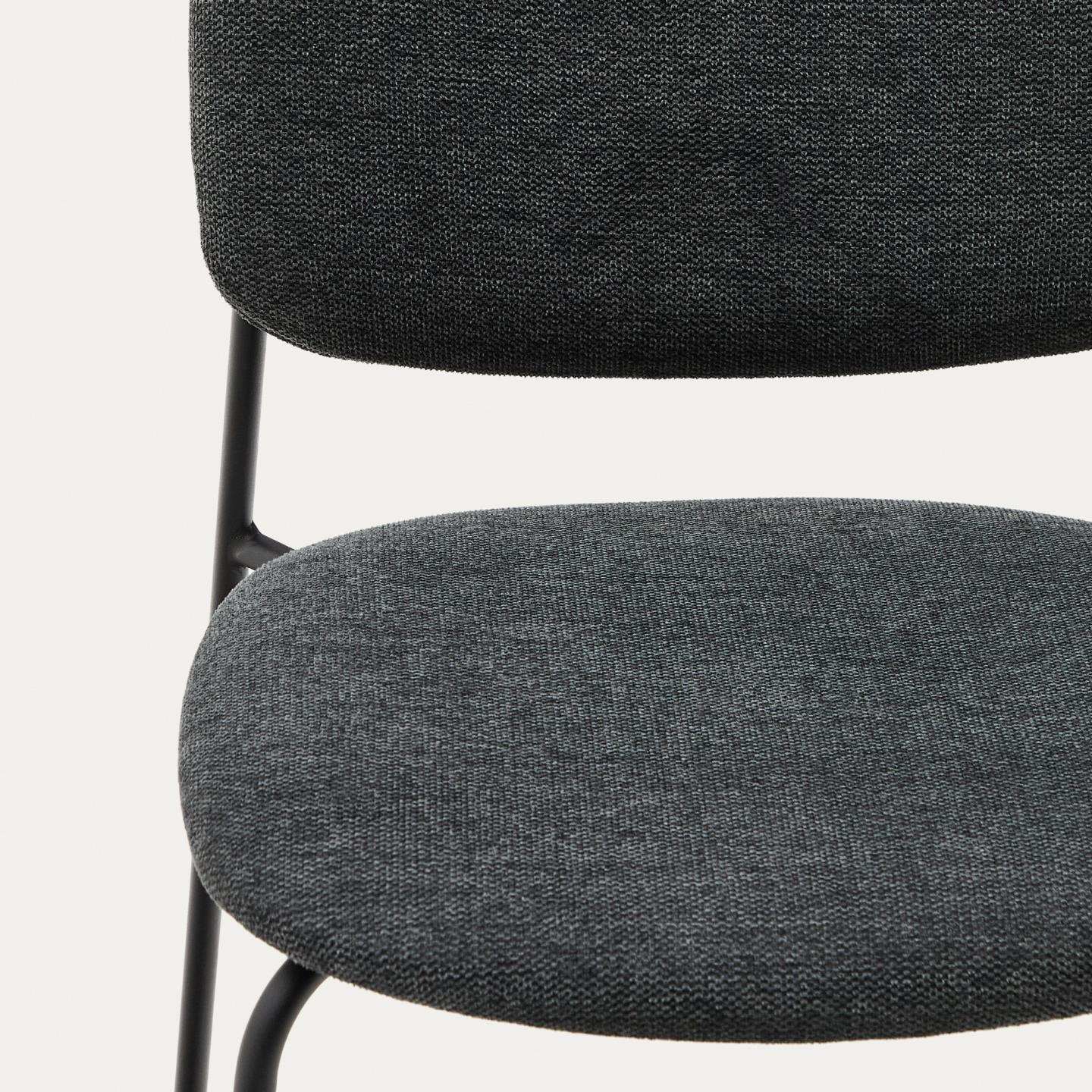 Kave Home Eetkamerstoel 'Meli' Chenille, kleur Donkergrijs