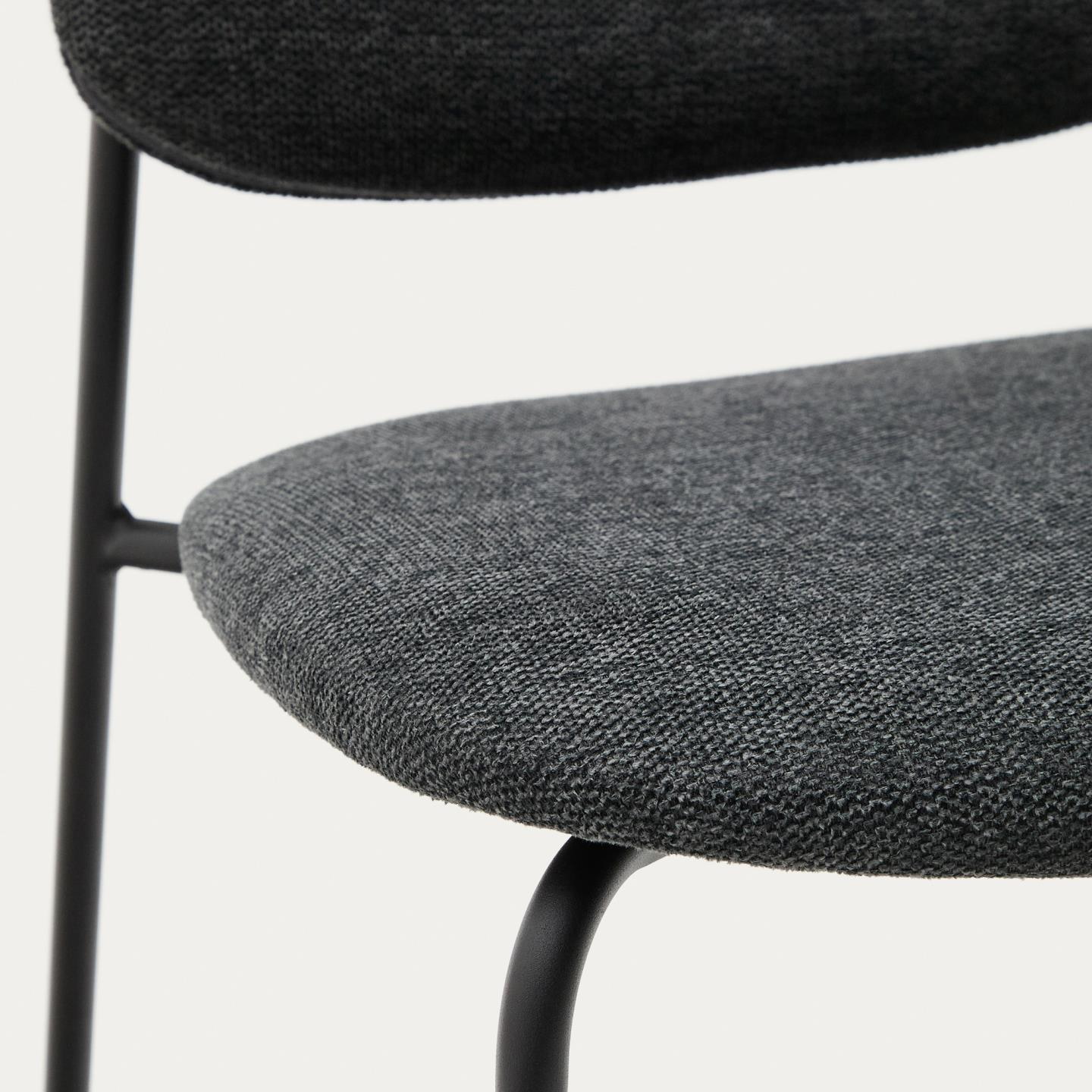Kave Home Eetkamerstoel 'Meli' Chenille, kleur Donkergrijs