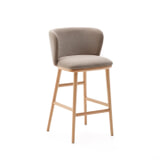 Kave Home Barkruk 'Ciselia' Chenille, kleur Bruin (zithoogte 65cm)