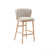 Kave Home Barkruk 'Ciselia' Chenille, kleur Beige (zithoogte 65cm)