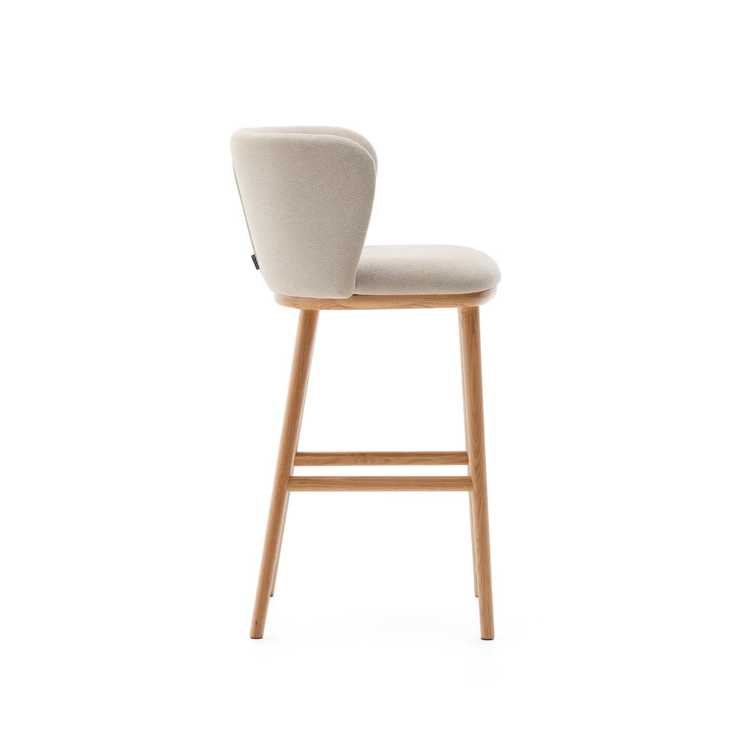 Kave Home Barkruk 'Ciselia' Chenille, kleur Beige (zithoogte 65cm)