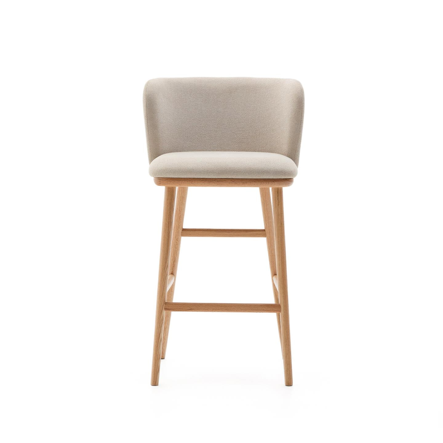Kave Home Barkruk 'Ciselia' Chenille, kleur Beige (zithoogte 65cm)