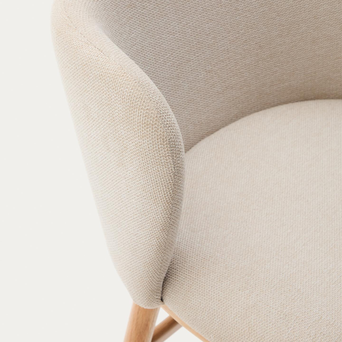 Kave Home Barkruk 'Ciselia' Chenille, kleur Beige (zithoogte 65cm)