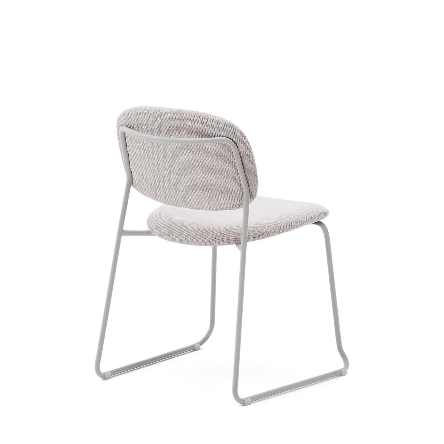 Kave Home Eetkamerstoel 'Meli' Chenille, kleur Beige