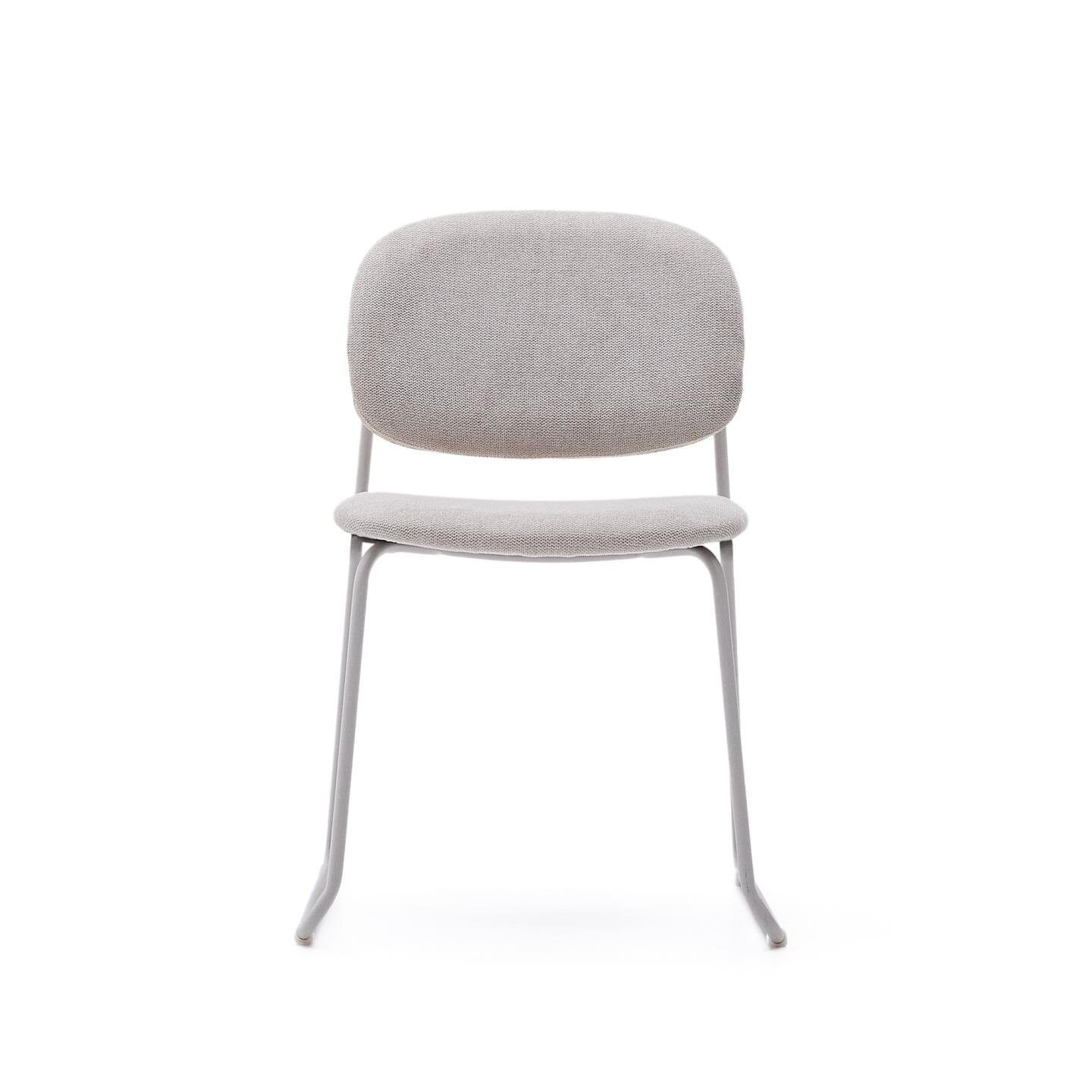 Kave Home Eetkamerstoel 'Meli' Chenille, kleur Beige