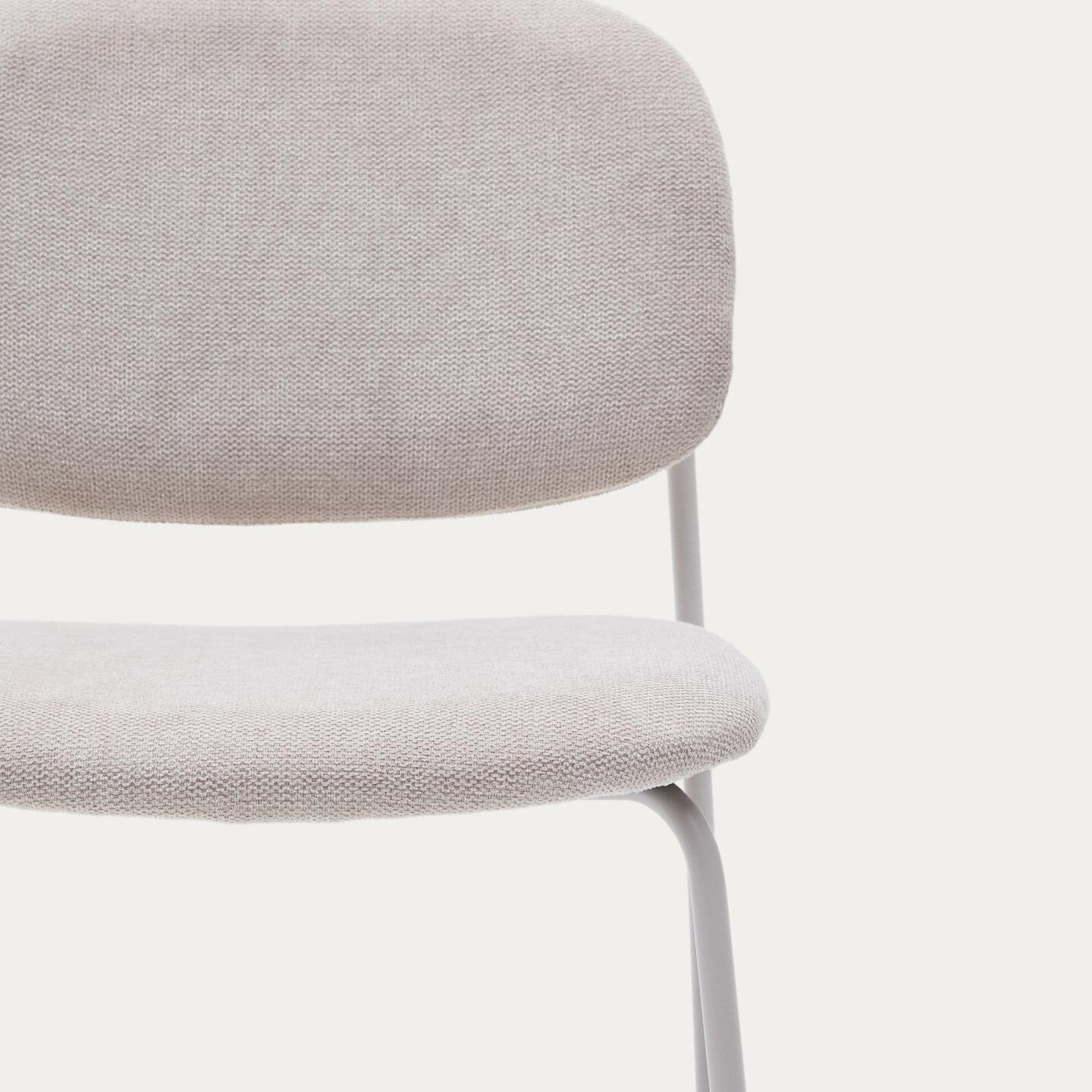 Kave Home Eetkamerstoel 'Meli' Chenille, kleur Beige