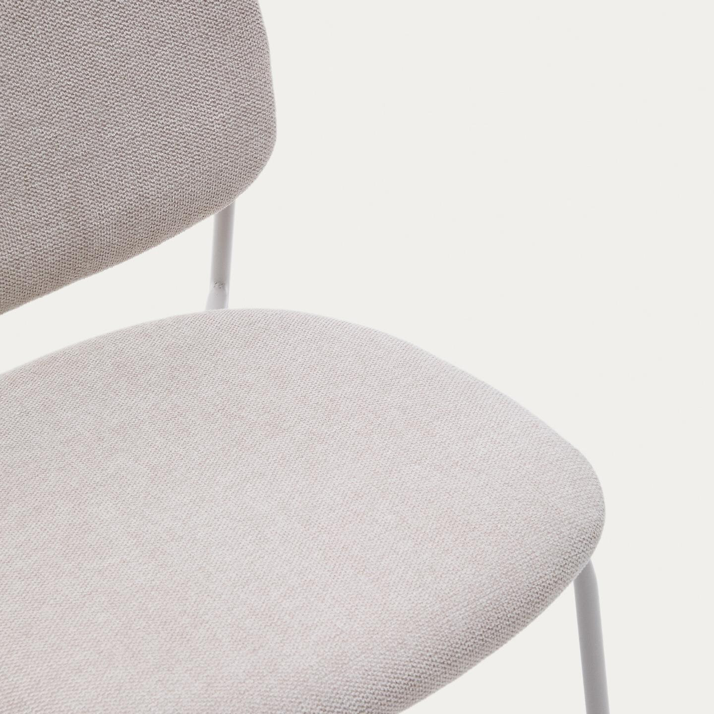 Kave Home Eetkamerstoel 'Meli' Chenille, kleur Beige
