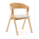 Kave Home Eetkamerstoel 'Godia' Essen en rubberhout, kleur Beige/Naturel