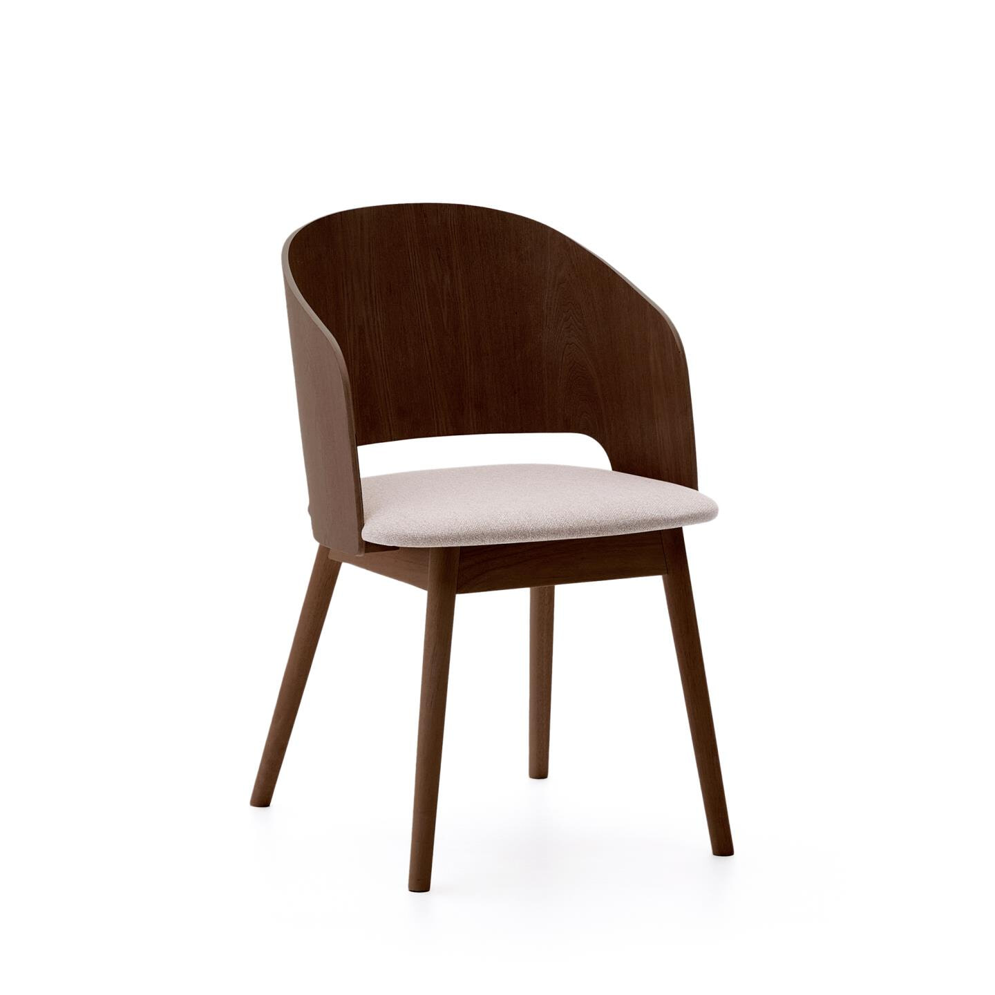Kave Home Eetkamerstoel 'Senoa' Essen en rubberhout, kleur Beige/Wengé