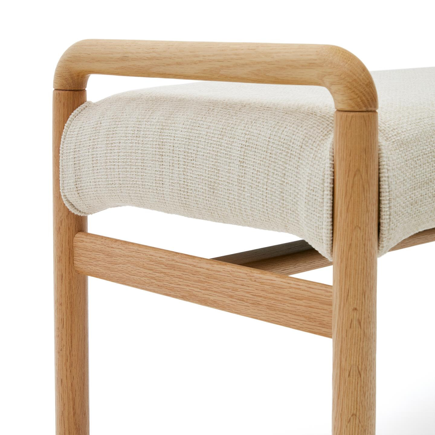 Kave Home Bankje 'Macaret' Eikenhout en chenille, kleur Naturel