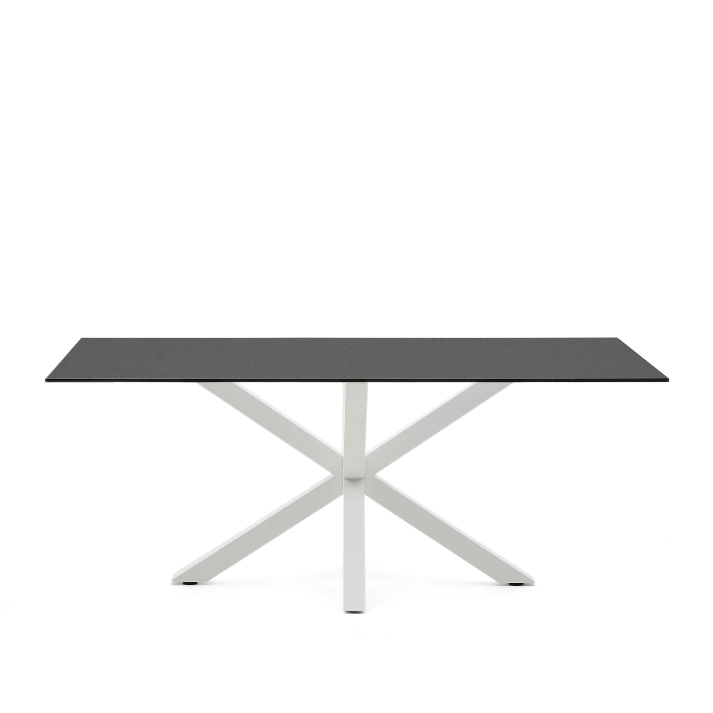 Kave Home Eettafel 'Argo' Glas, 200 x 100cm, kleur Zwart