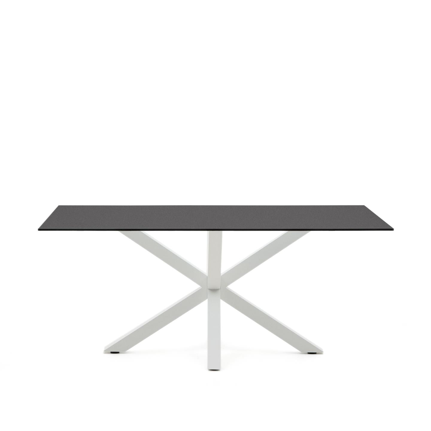Kave Home Eettafel 'Argo' Glas, 180 x 100cm, kleur Zwart/Wit