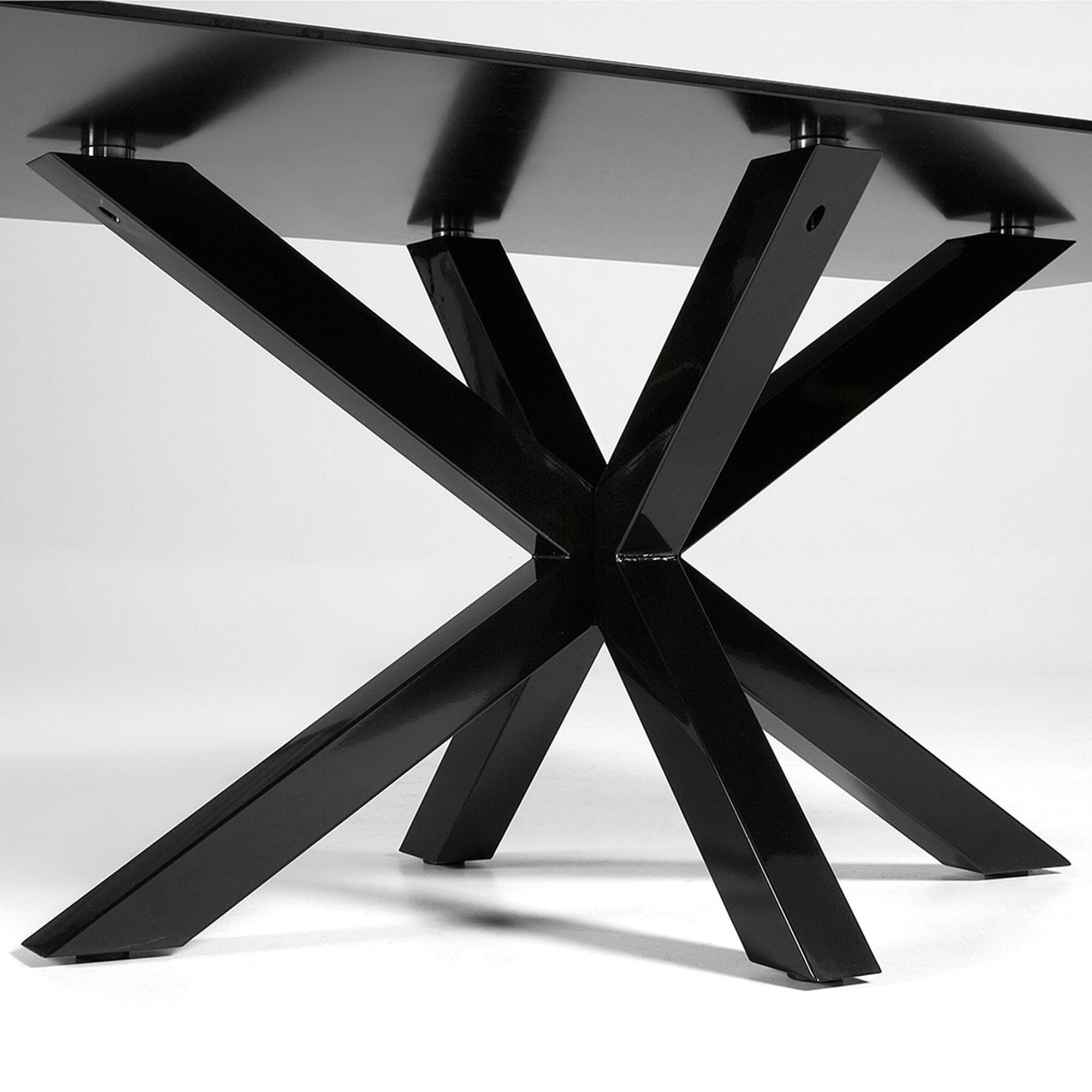 Kave Home Eettafel 'Argo' Glas, 200 x 100cm, kleur Mat Zwart