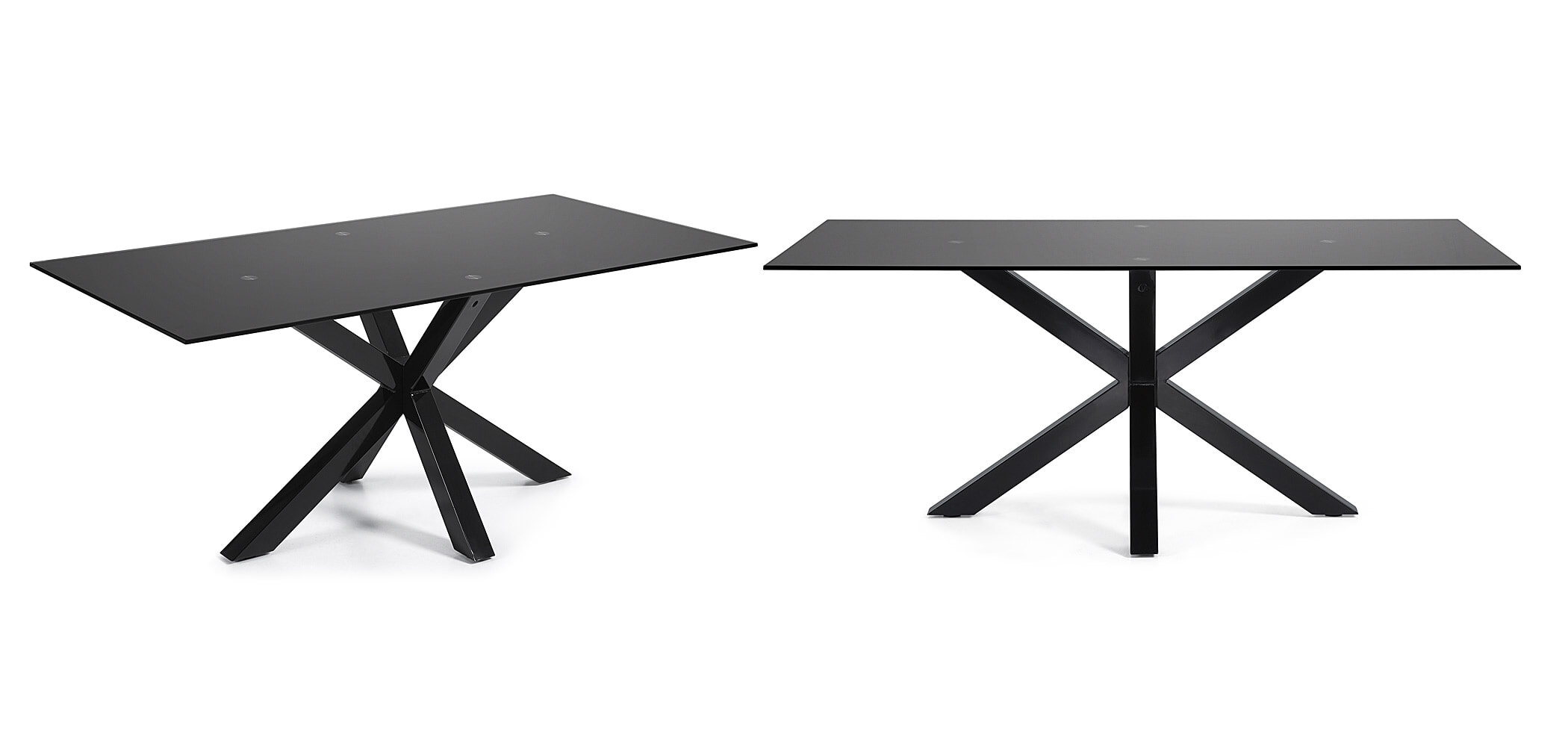 Kave Home Eettafel 'Argo' Glas, 200 x 100cm, kleur Mat Zwart