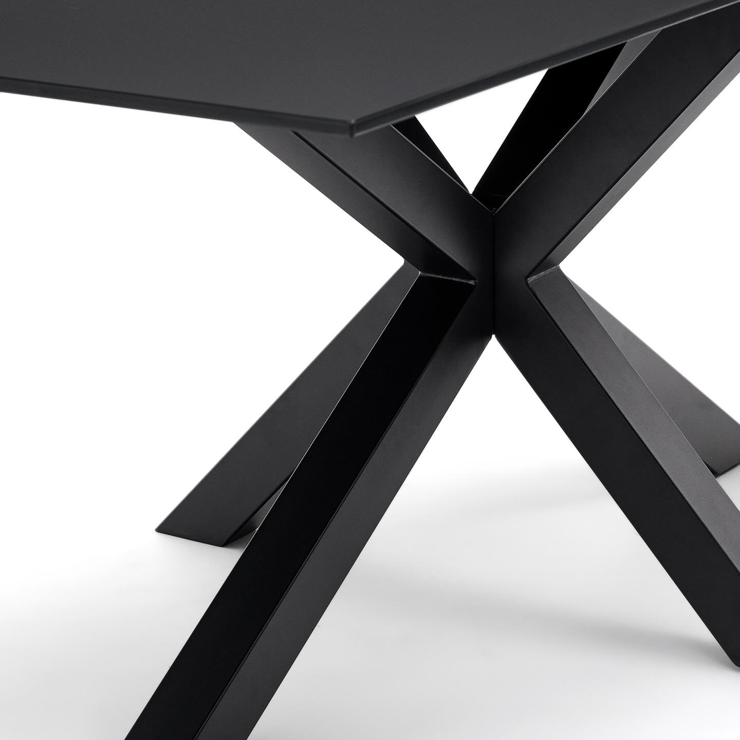 Kave Home Eettafel 'Argo' Glas, 200 x 100cm, kleur Mat Zwart