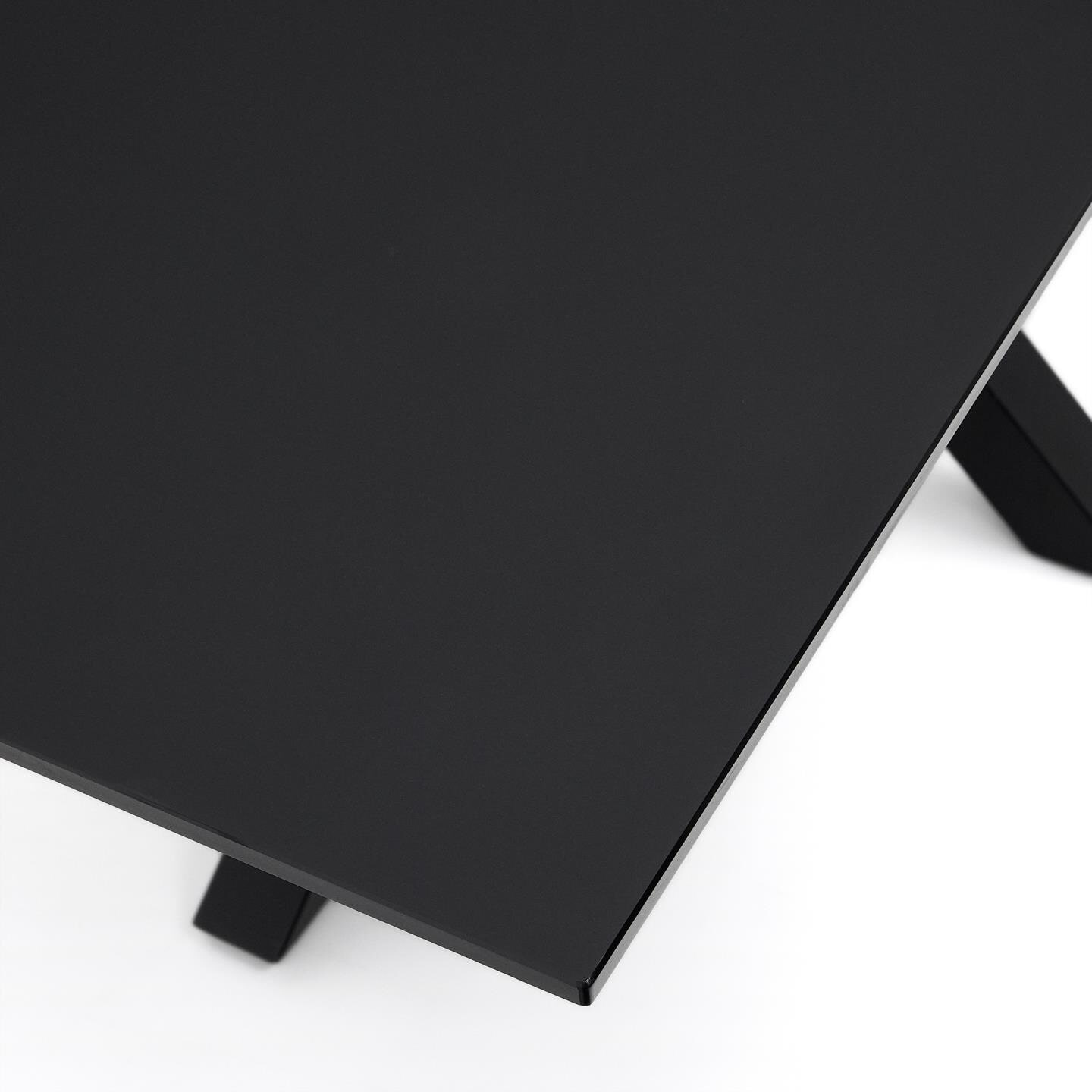 Kave Home Eettafel 'Argo' Glas, 200 x 100cm, kleur Mat Zwart