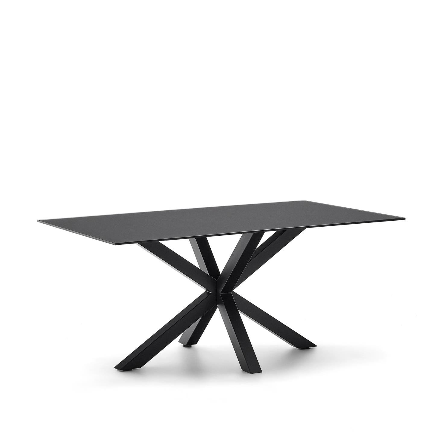 Kave Home Eettafel 'Argo' Glas, 180 x 100cm, kleur Zwart
