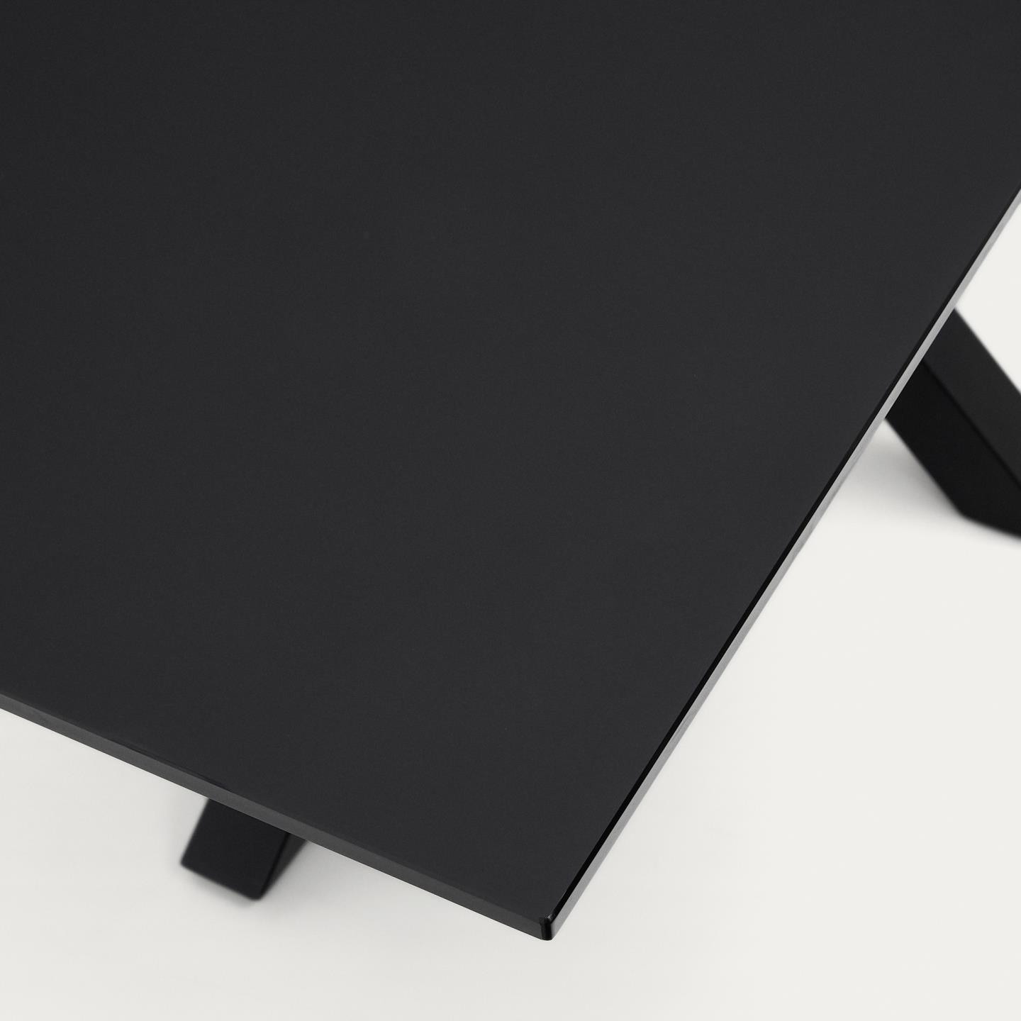 Kave Home Eettafel 'Argo' Glas, 180 x 100cm, kleur Zwart