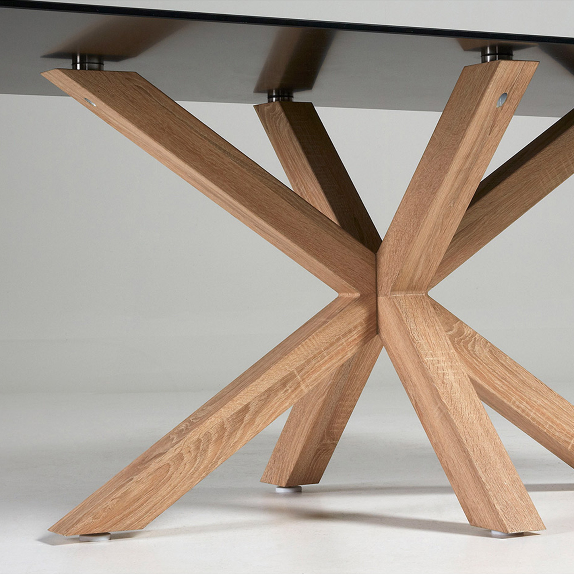 Kave Home Eettafel 'Argo' Glas, 180 x 100cm, kleur Zwart/Naturel