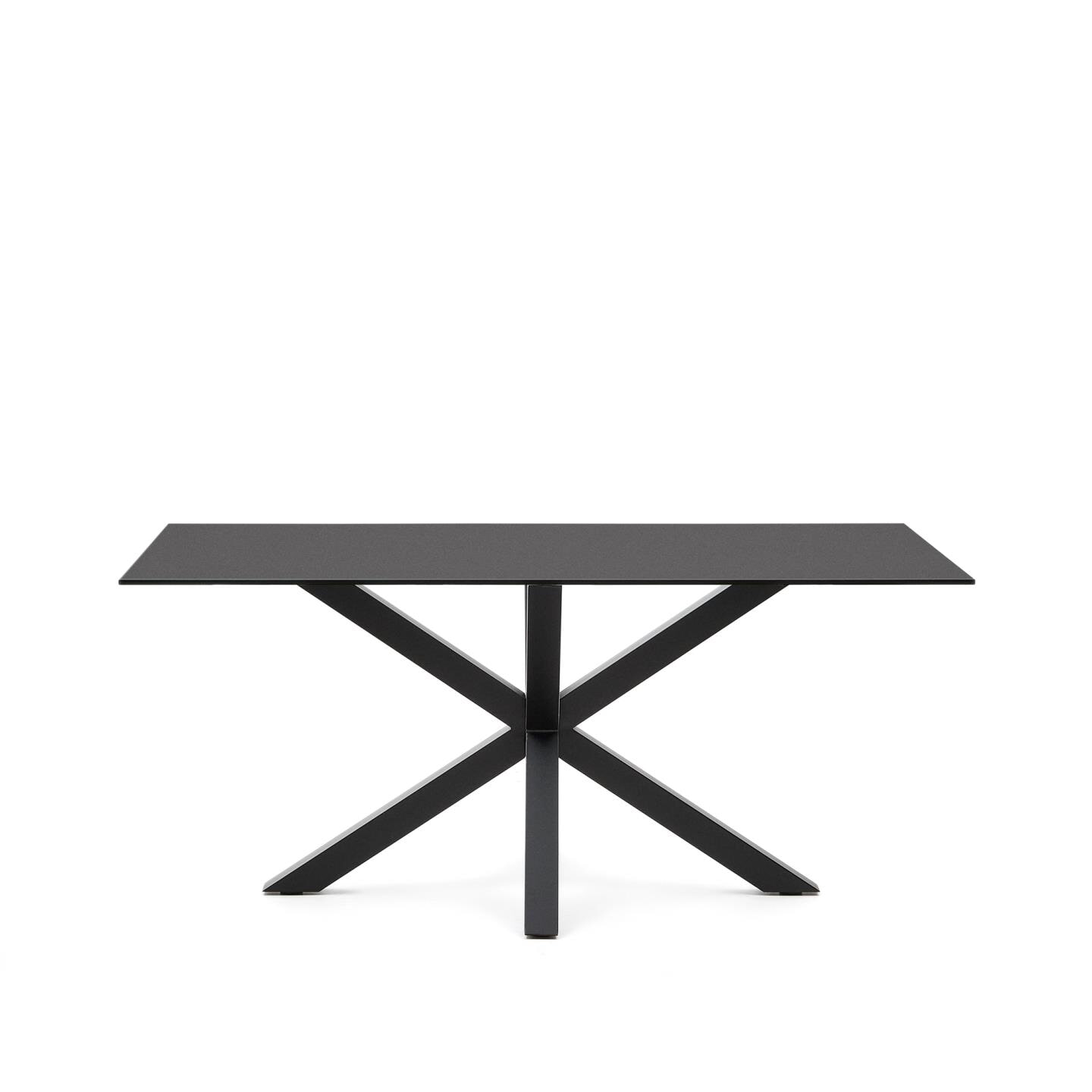 Kave Home Eettafel 'Argo' Glas, 160 x 90cm, kleur Zwart