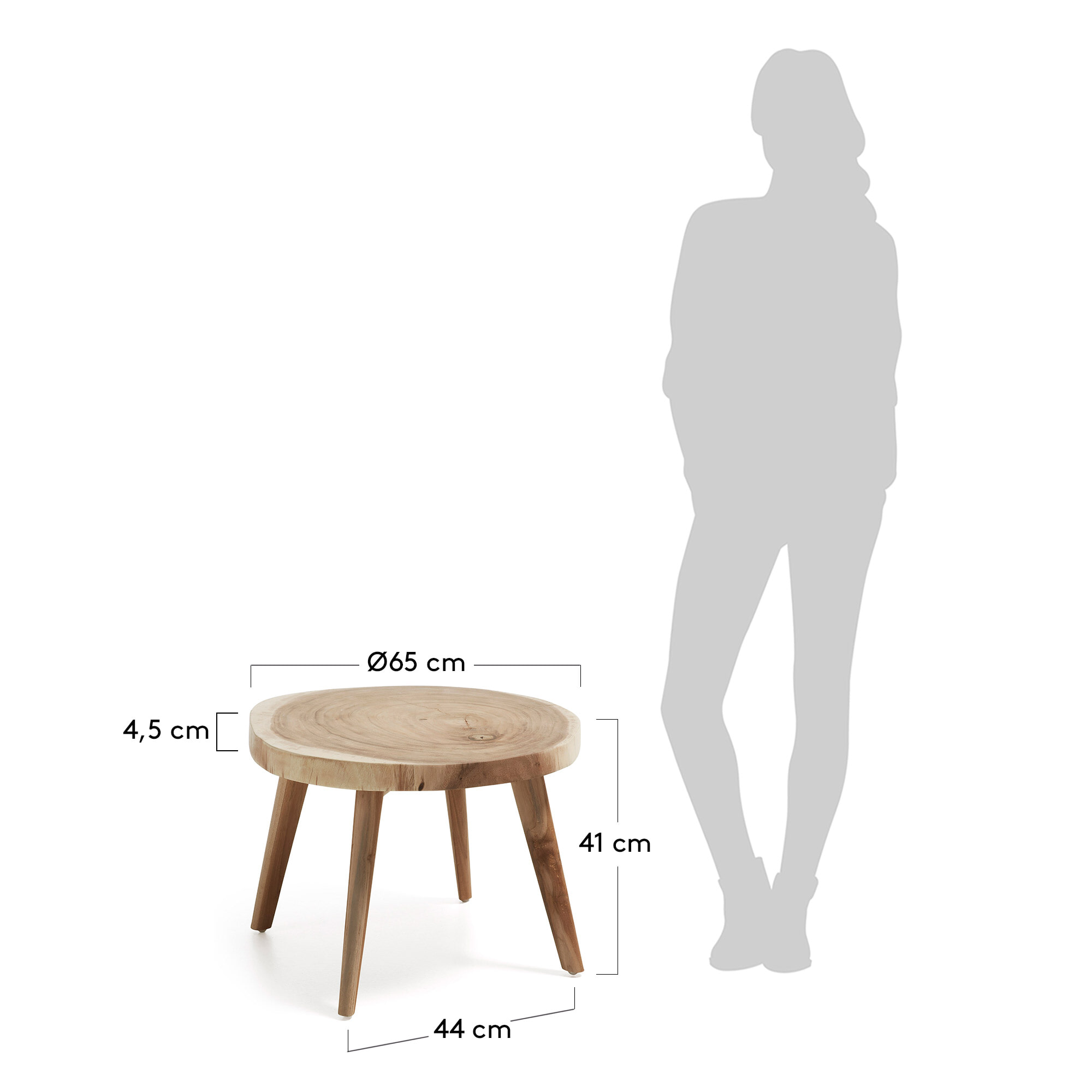 Kave Home Ronde Bijzettafel 'Wellcres' Mungurhout, 65cm