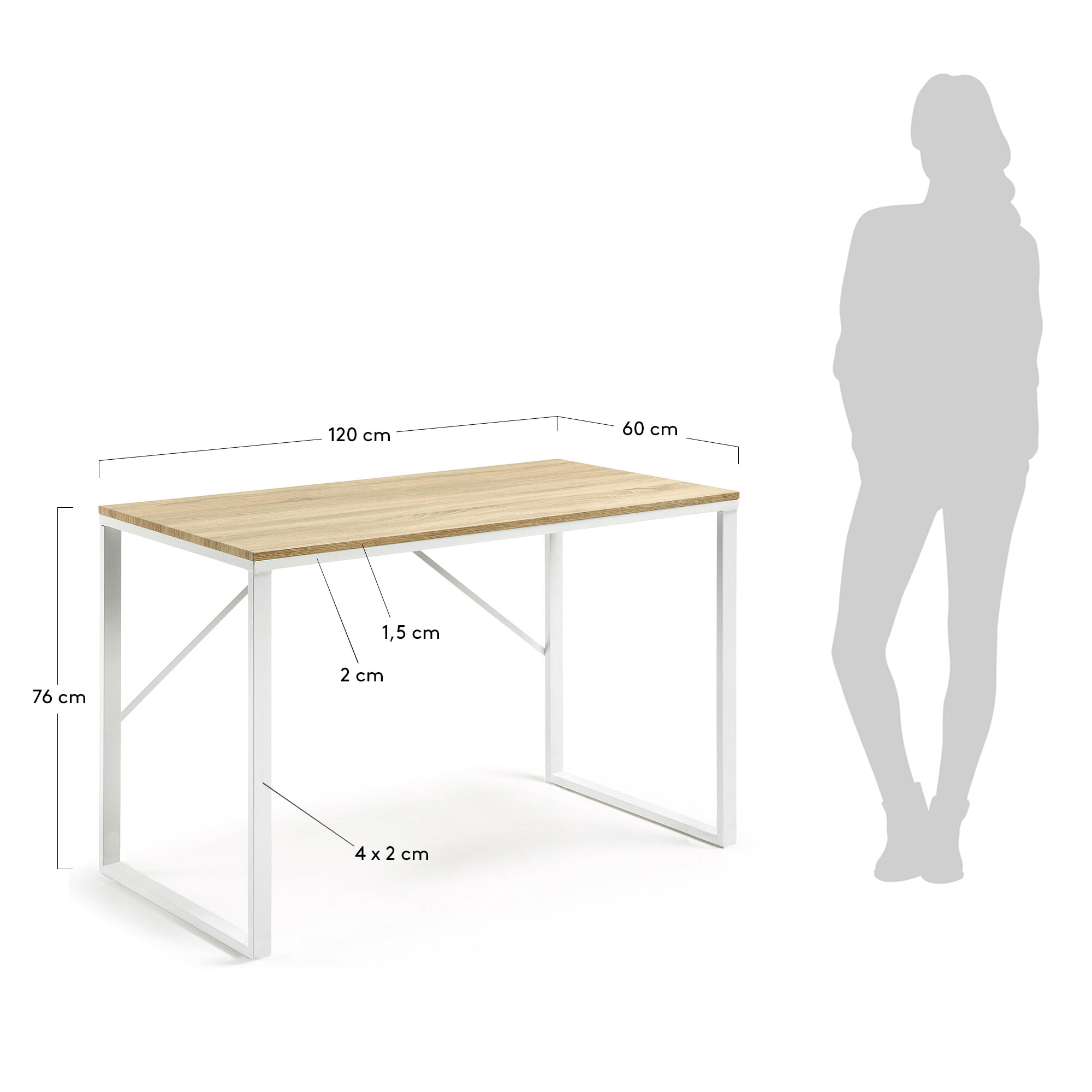 Kave Home Bureau 'Talbot' 120 x 60cm, kleur Wit
