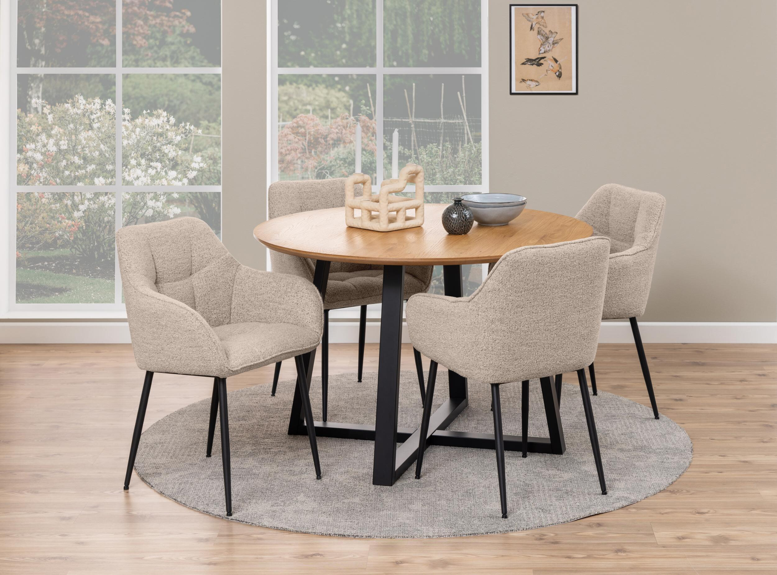Bendt Eetkamerstoel 'Helena' Bouclé, kleur Beige