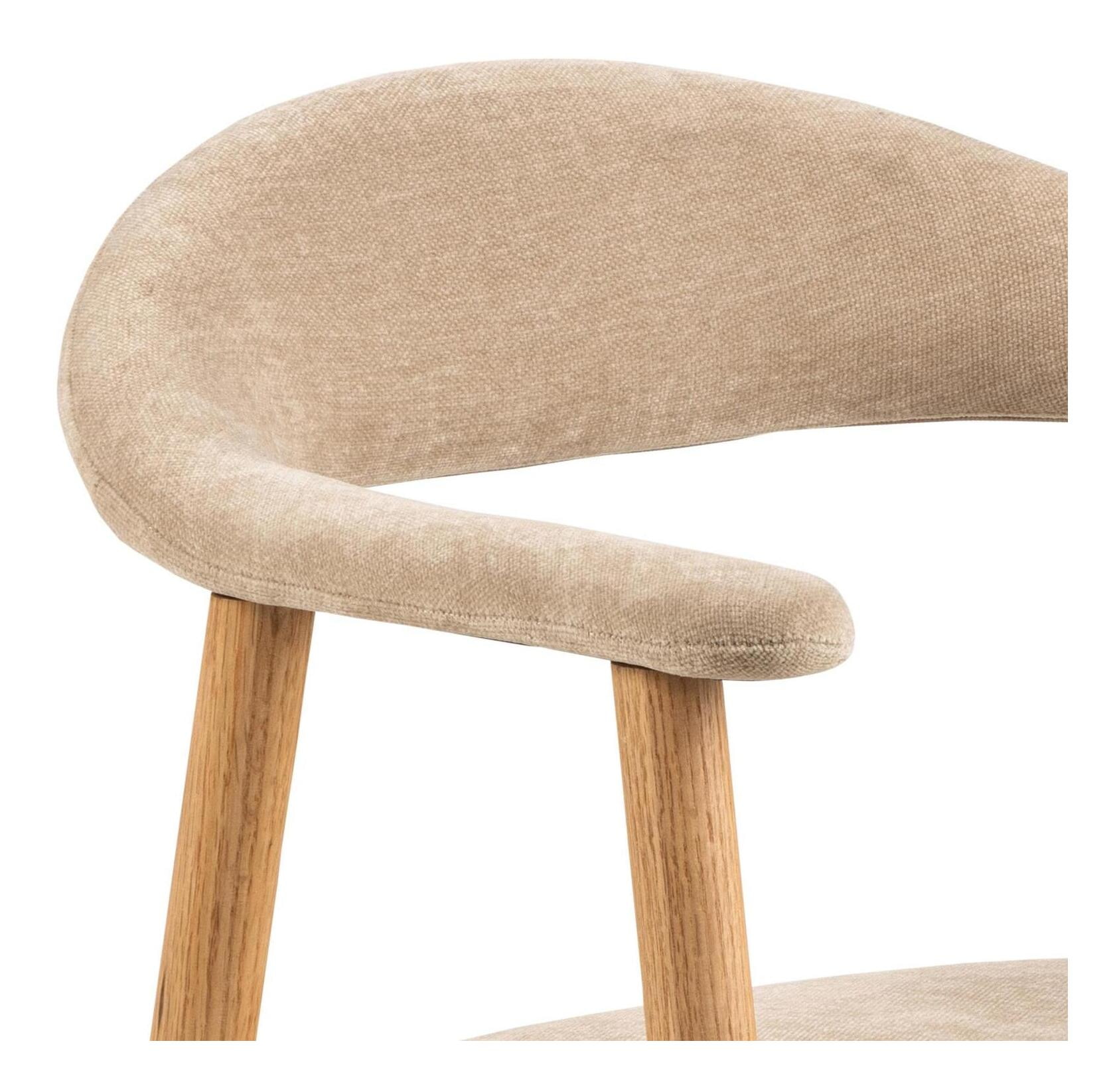 Bendt Eetkamerstoel 'Gerado' Eikenhout en chenille, kleur Beige
