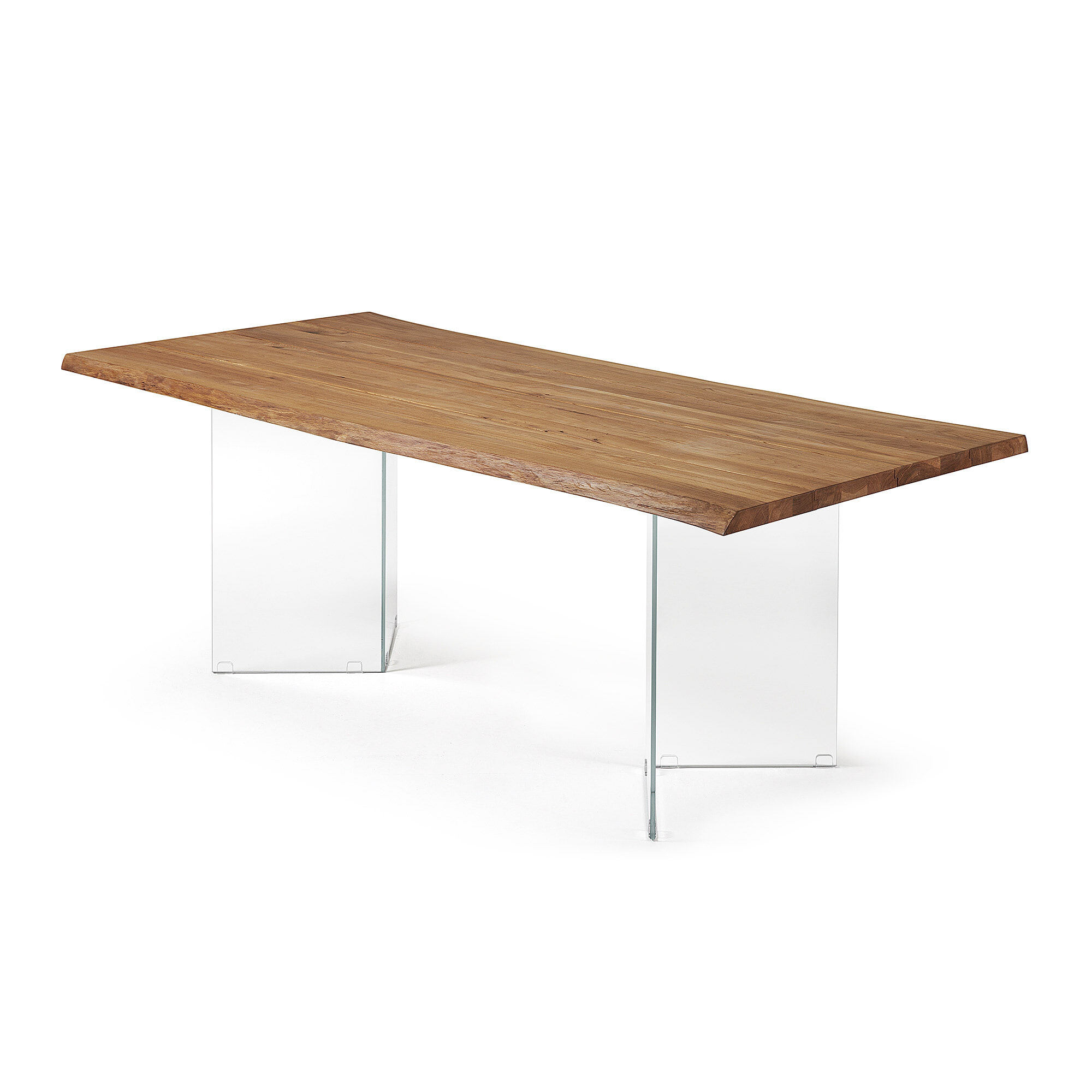 Kave Home Eettafel 'Lotty' Eiken en Glas, 220 x 100cm
