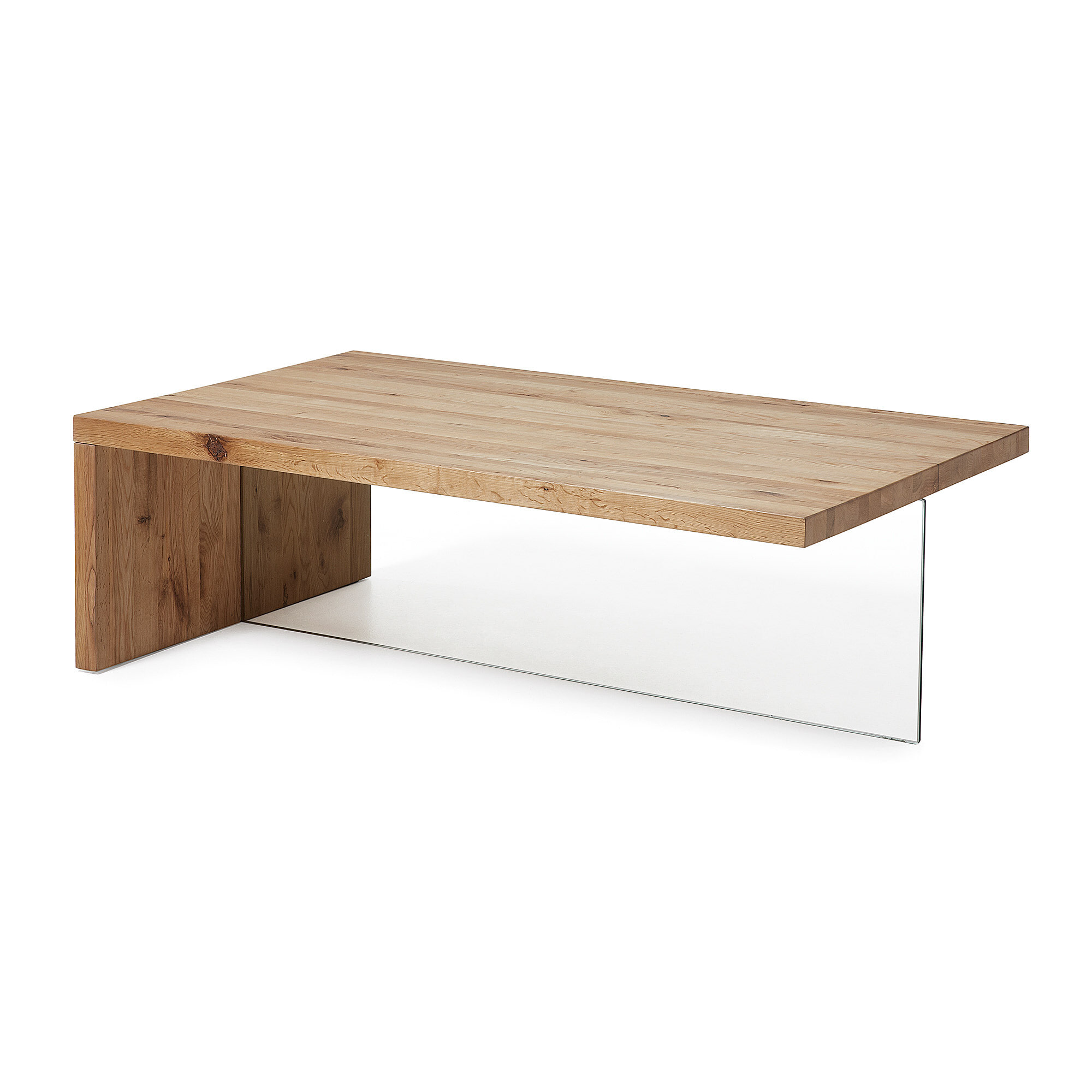 Kave Home Salontafel 'Tulsi' Eiken / glas, 120 x 70cm