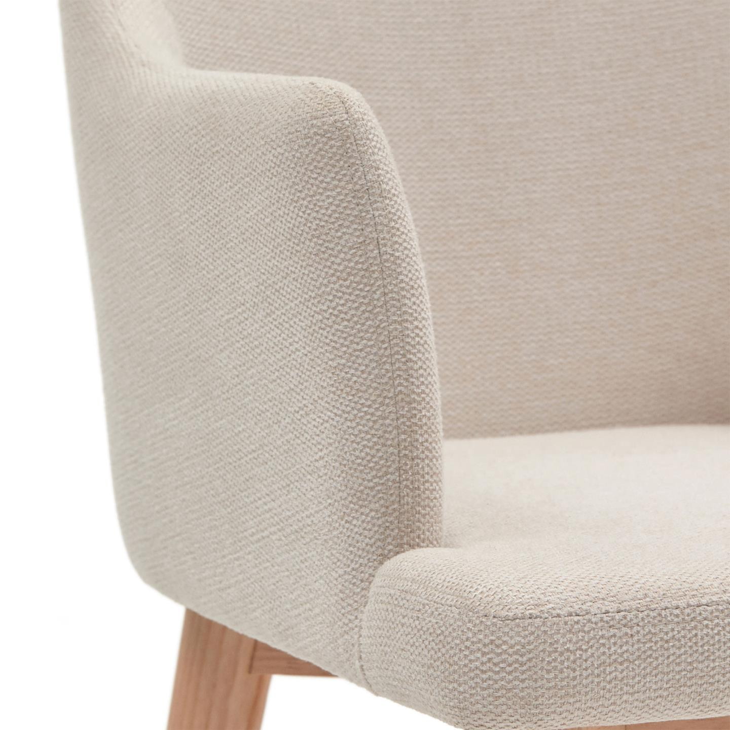 Kave Home Eetkamerstoel 'Croft' Chenille, kleur Beige