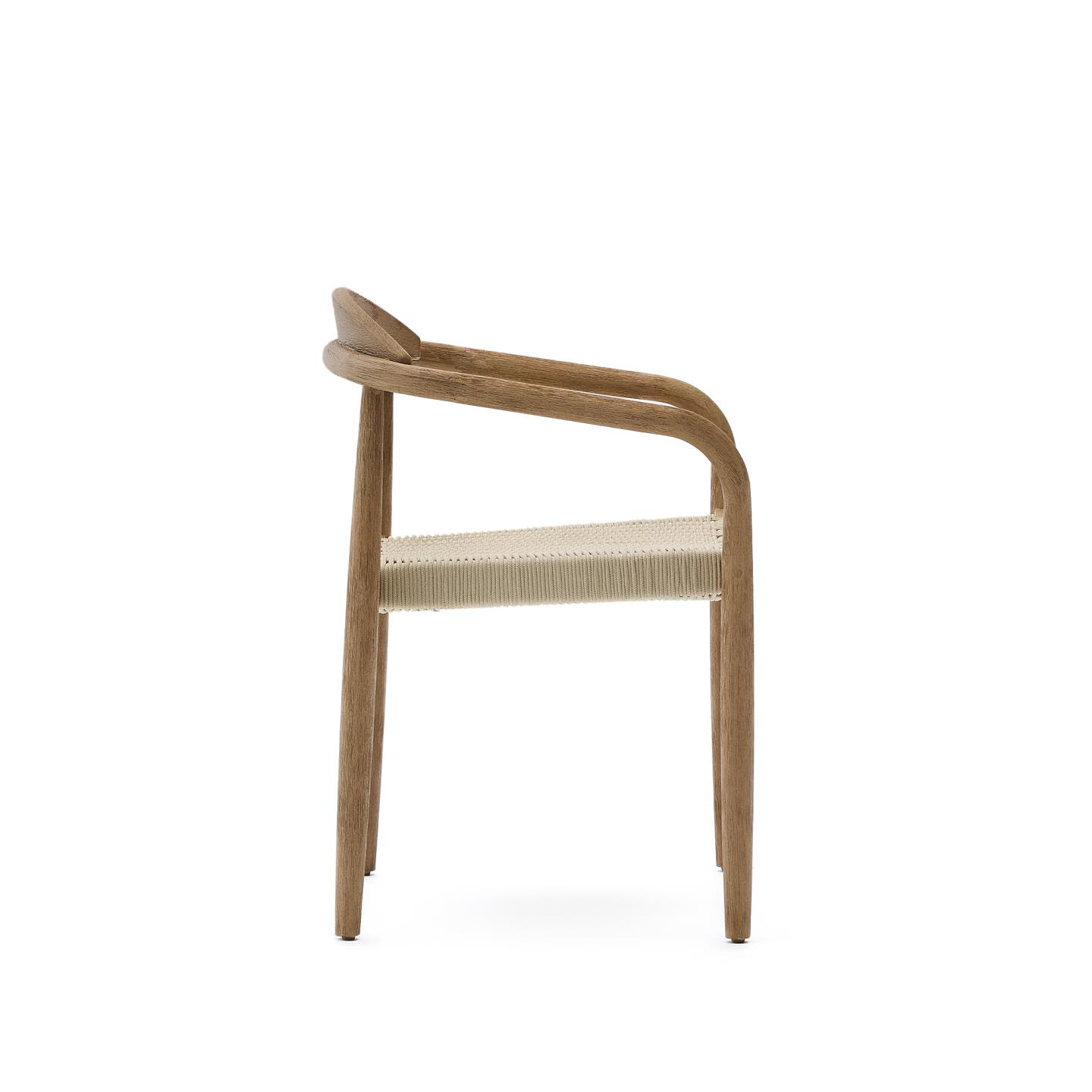 Kave Home Tuin / Eetkamerstoel 'Nina' Acaciahout, kleur Ecru