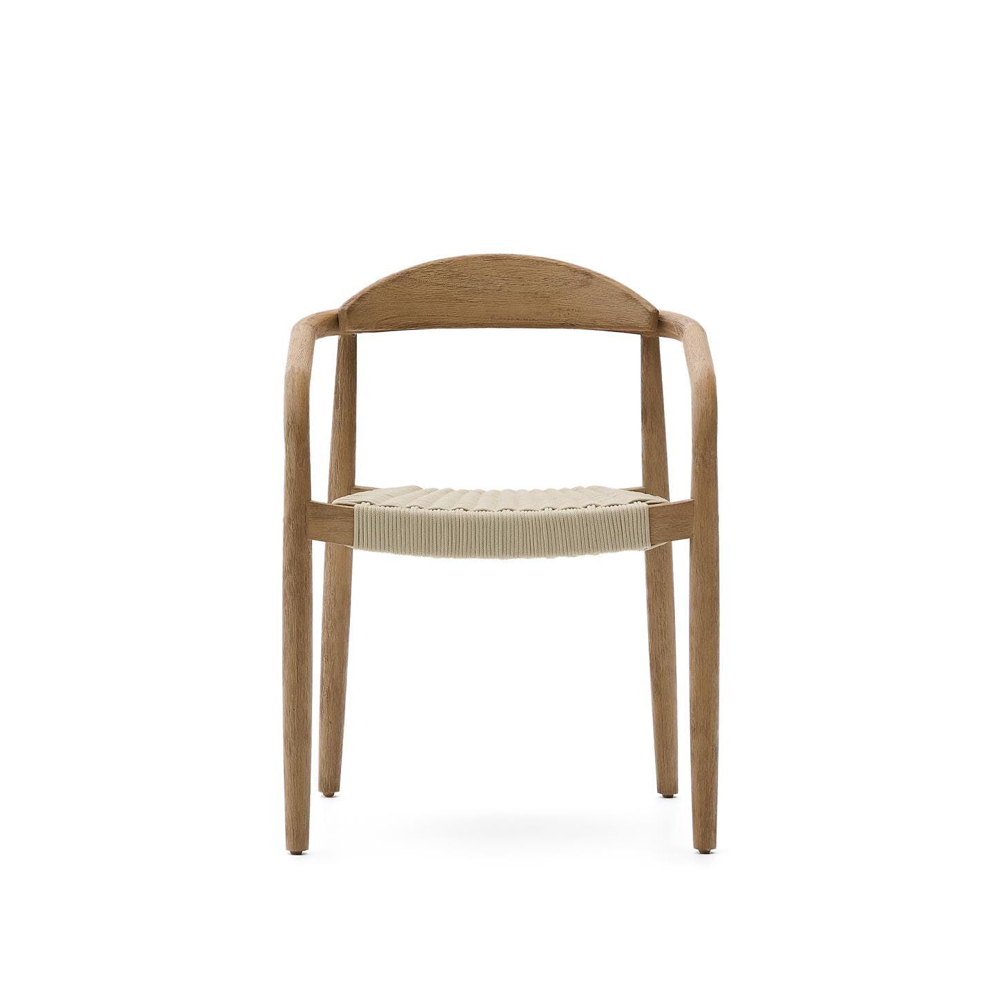 Kave Home Tuin / Eetkamerstoel 'Nina' Acaciahout, kleur Ecru