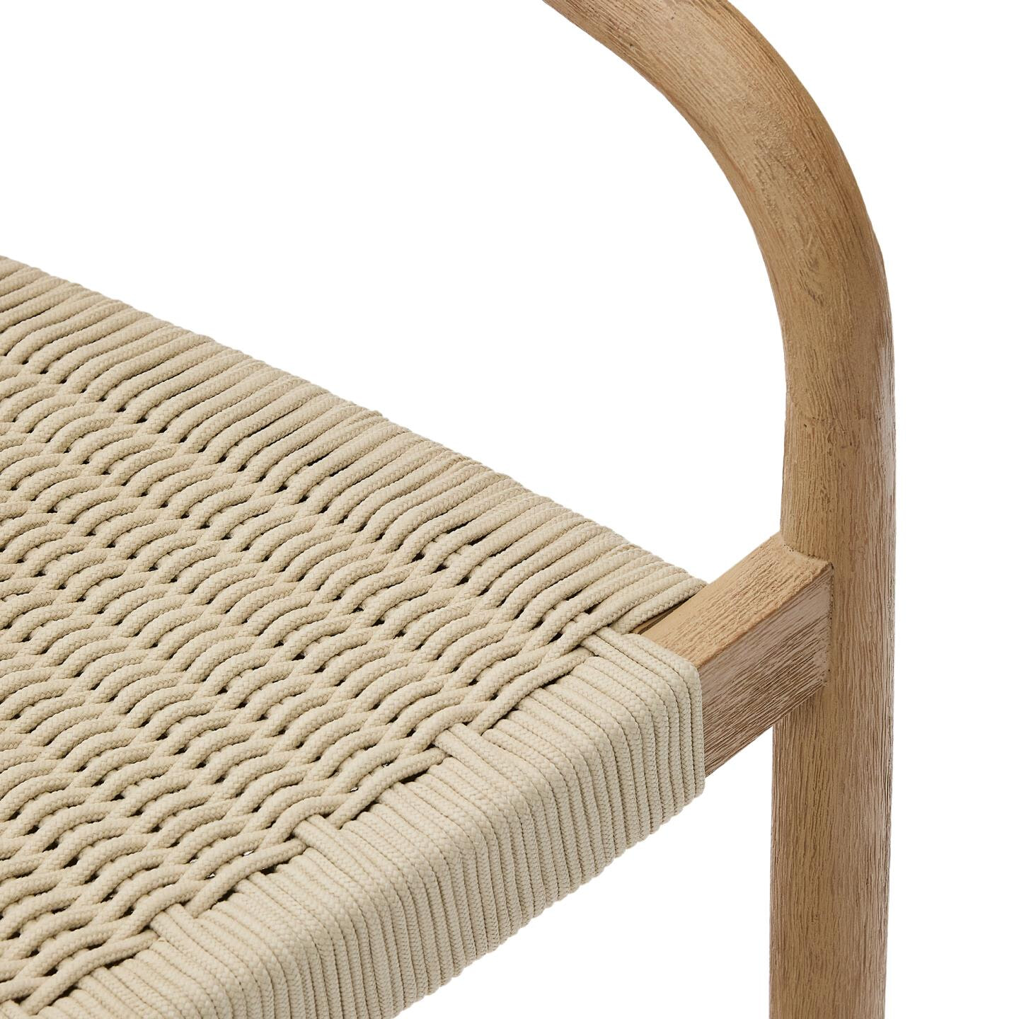 Kave Home Tuin / Eetkamerstoel 'Nina' Acaciahout, kleur Ecru