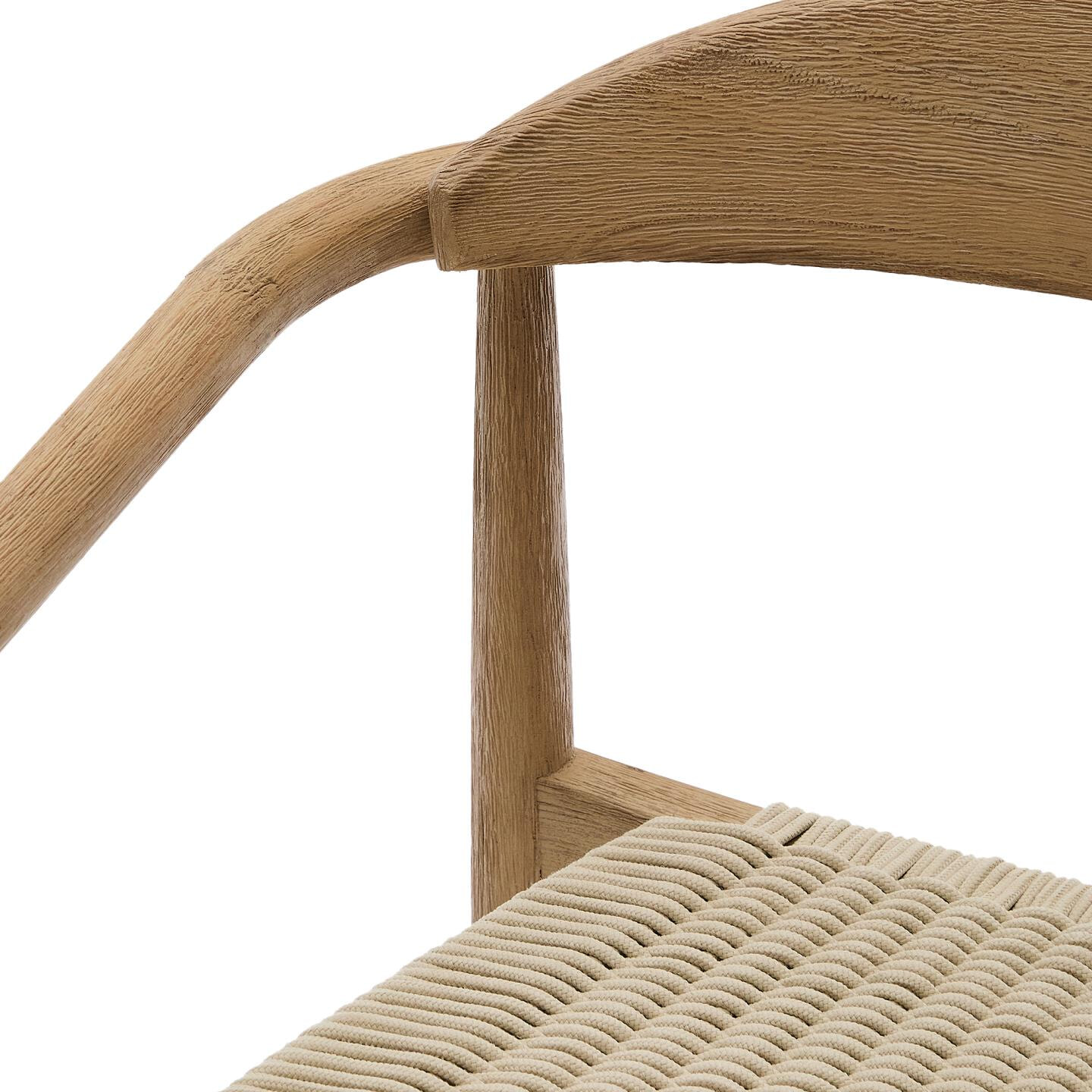 Kave Home Tuin / Eetkamerstoel 'Nina' Acaciahout, kleur Ecru