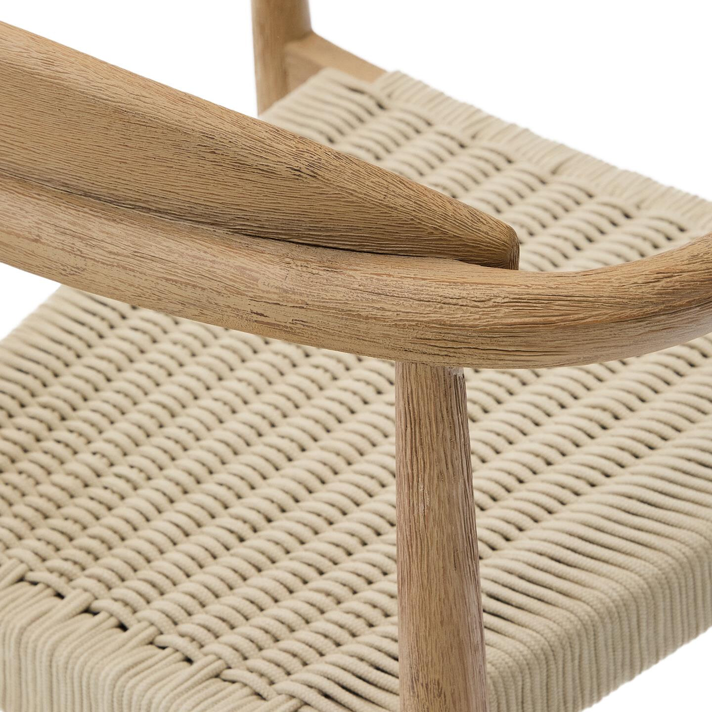 Kave Home Tuin / Eetkamerstoel 'Nina' Acaciahout, kleur Ecru