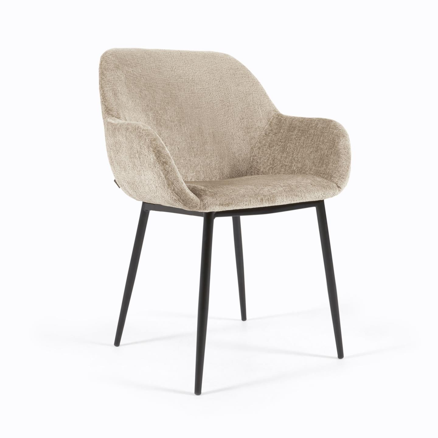 Kave Home Eetkamerstoel 'Konna' Chenille, kleur Beige