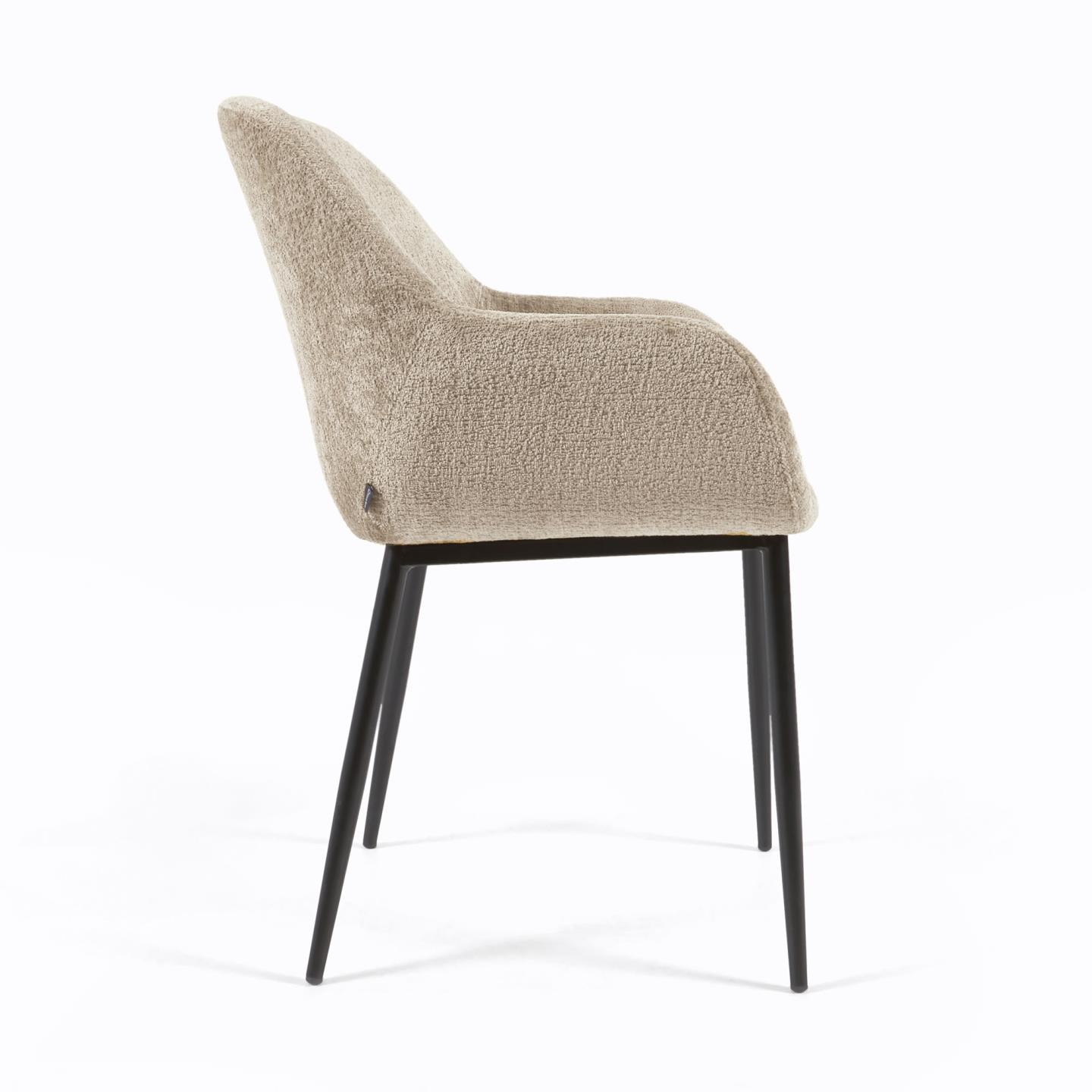Kave Home Eetkamerstoel 'Konna' Chenille, kleur Beige